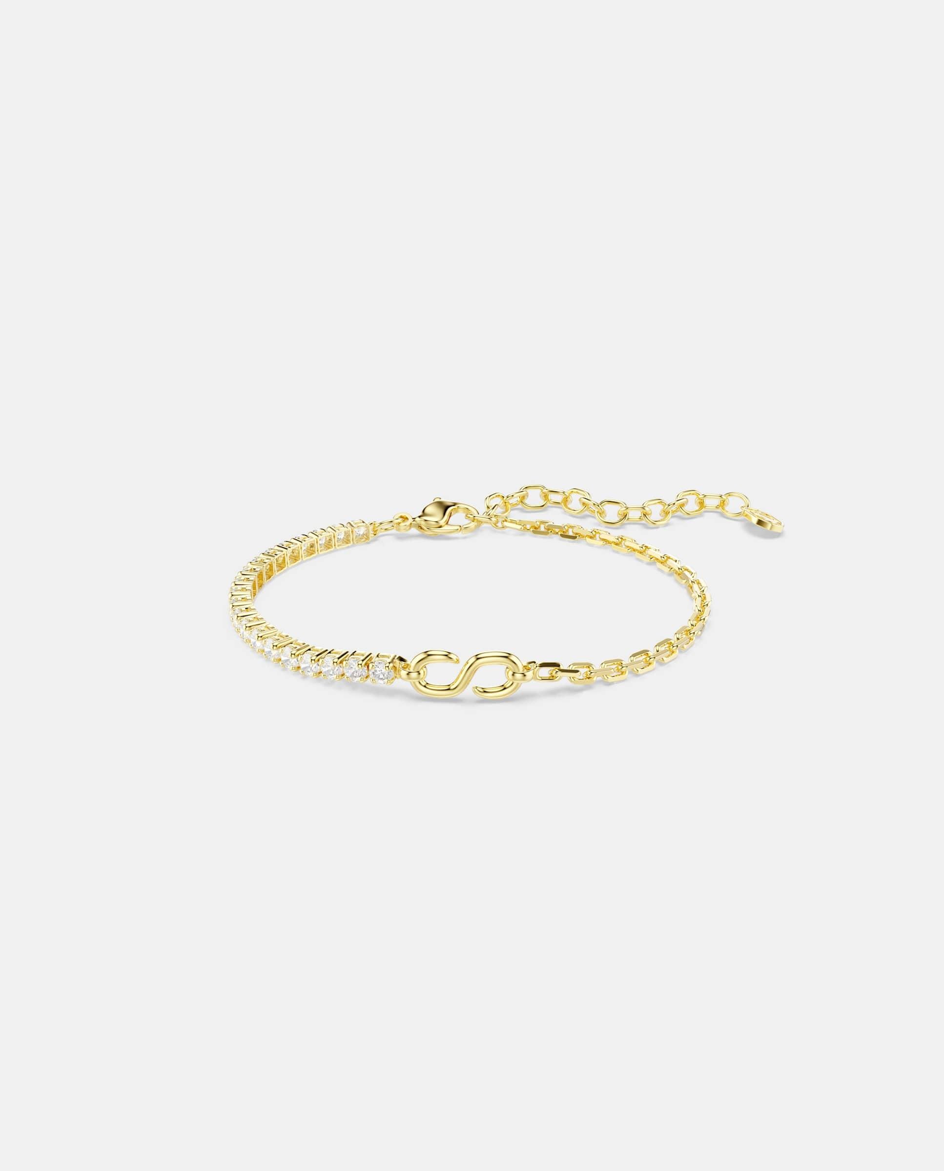 Imagen 1 de Pulsera de cadena matrix con cristales acabado en oro de 18 quilates - Swarovski - Blanco Blanco