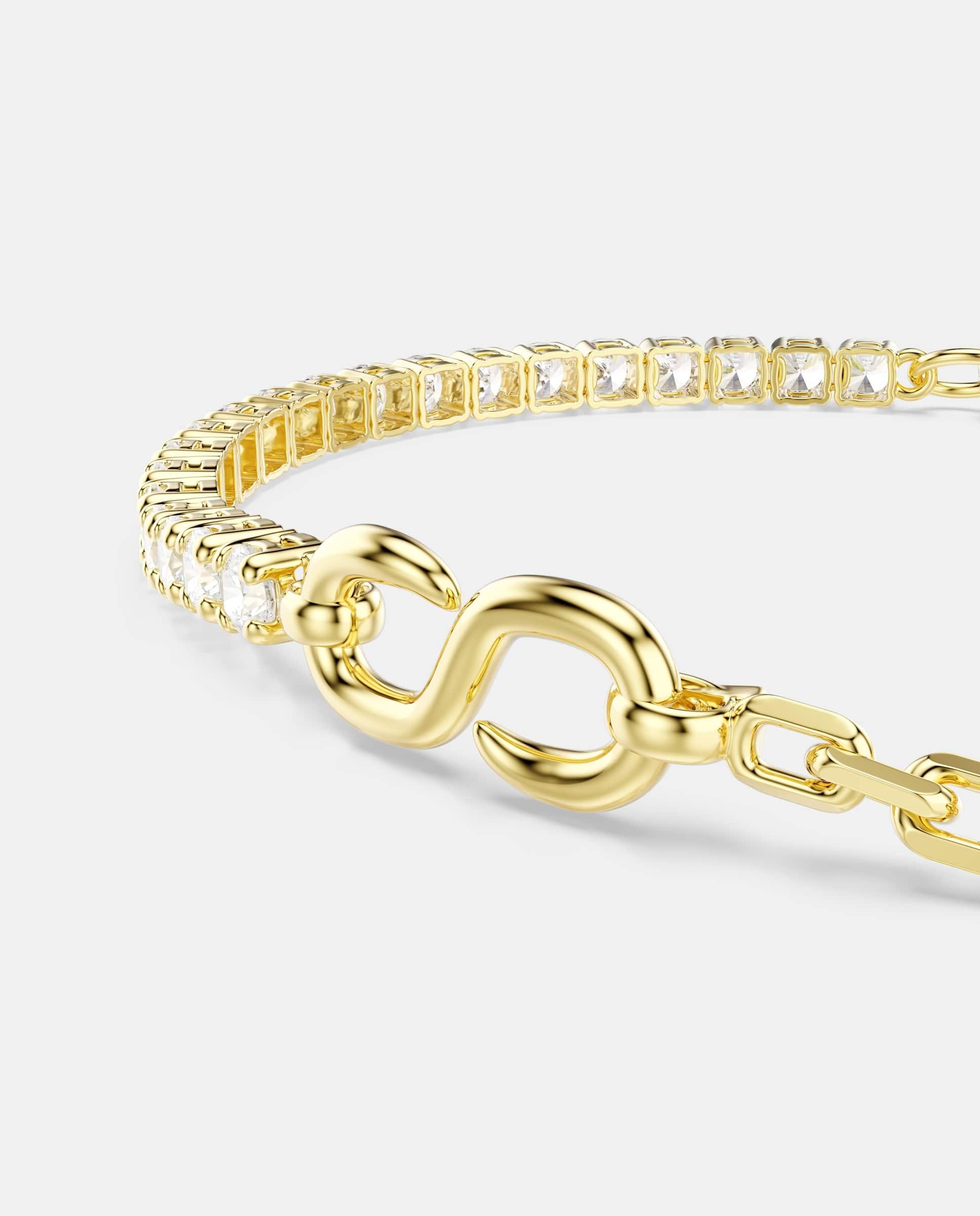Imagen 2 de Pulsera de cadena matrix con cristales acabado en oro de 18 quilates - Swarovski - Blanco Blanco