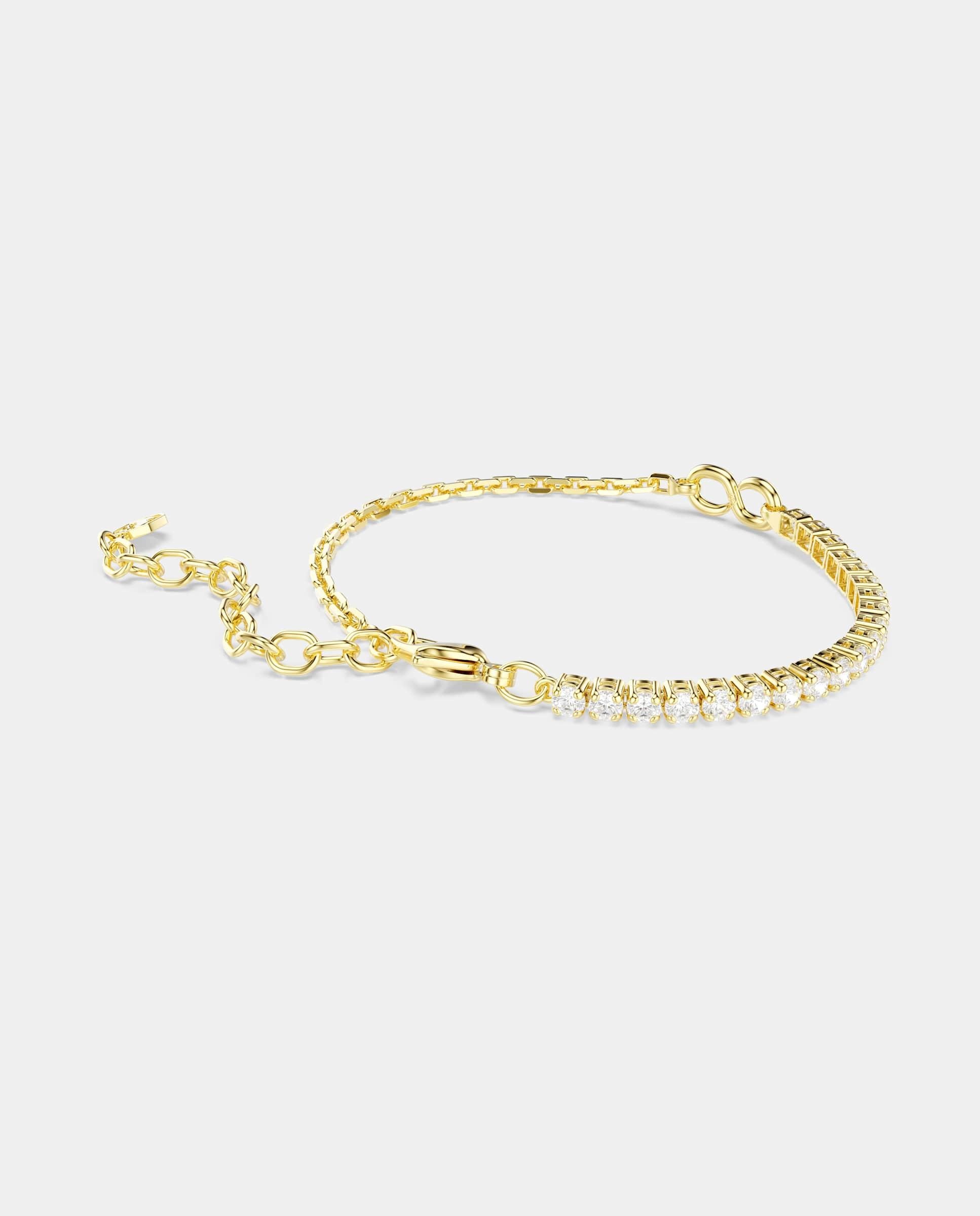 Imagen 4 de Pulsera de cadena matrix con cristales acabado en oro de 18 quilates - Swarovski - Blanco Blanco