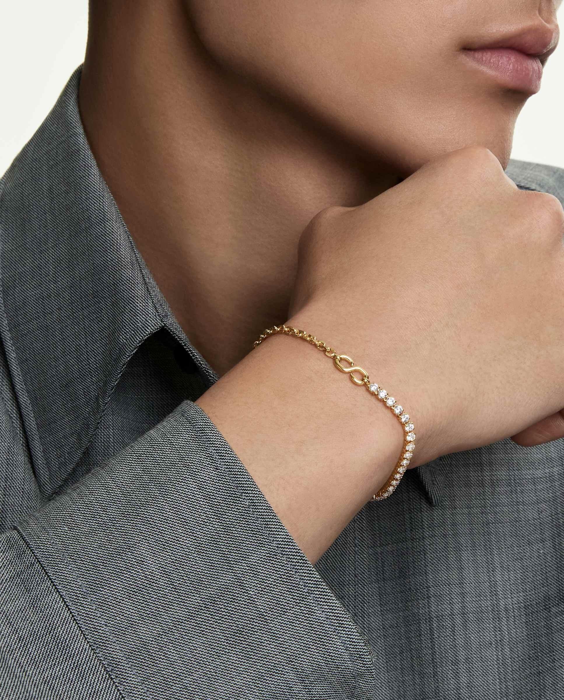 Imagen 6 de Pulsera de cadena matrix con cristales acabado en oro de 18 quilates - Swarovski - Blanco Blanco