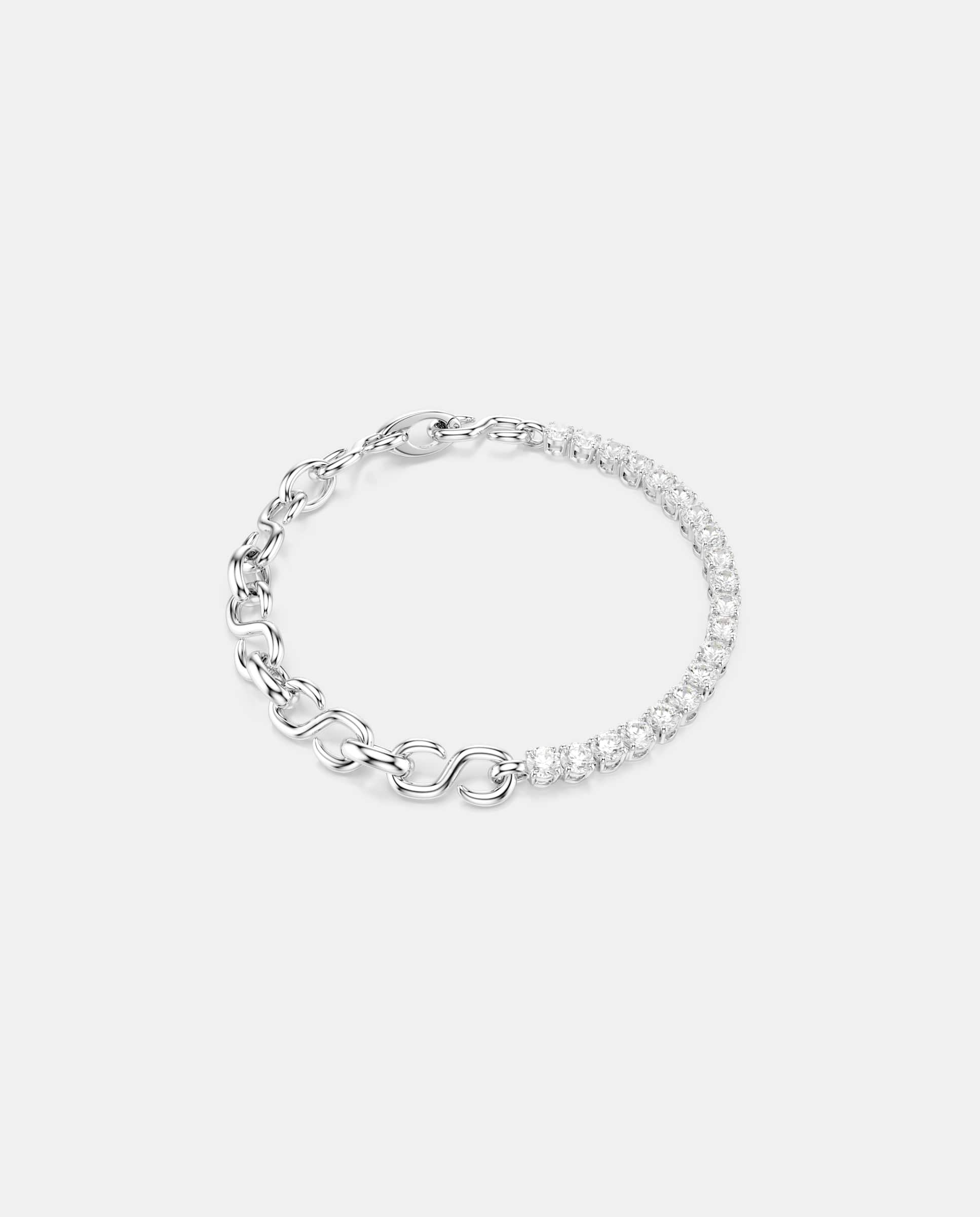 Imagen 1 de Pulsera matrix con cristales y cadena de eslabones en forma de s - Swarovski - Blanco Blanco