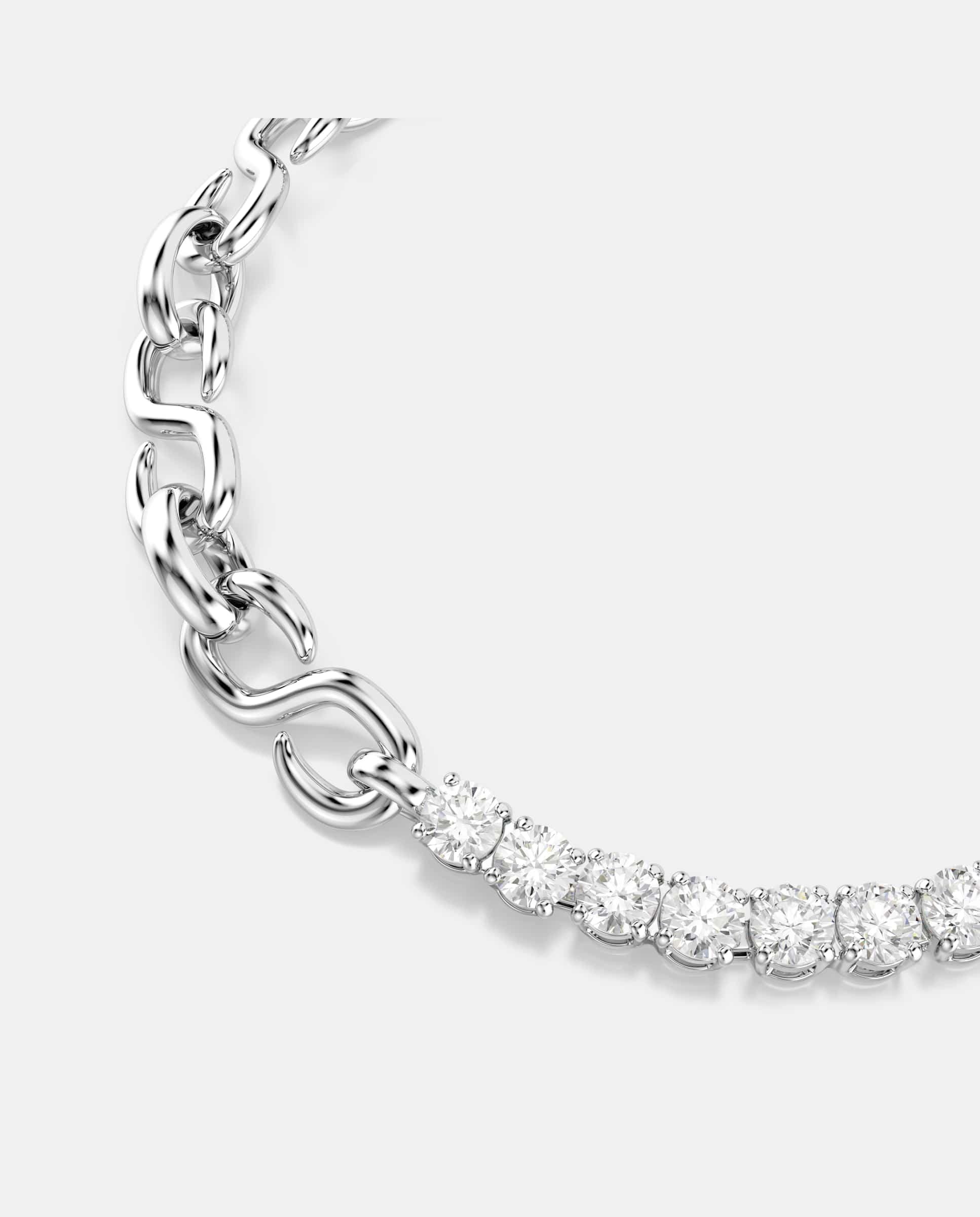 Imagen 2 de Pulsera matrix con cristales y cadena de eslabones en forma de s - Swarovski - Blanco Blanco