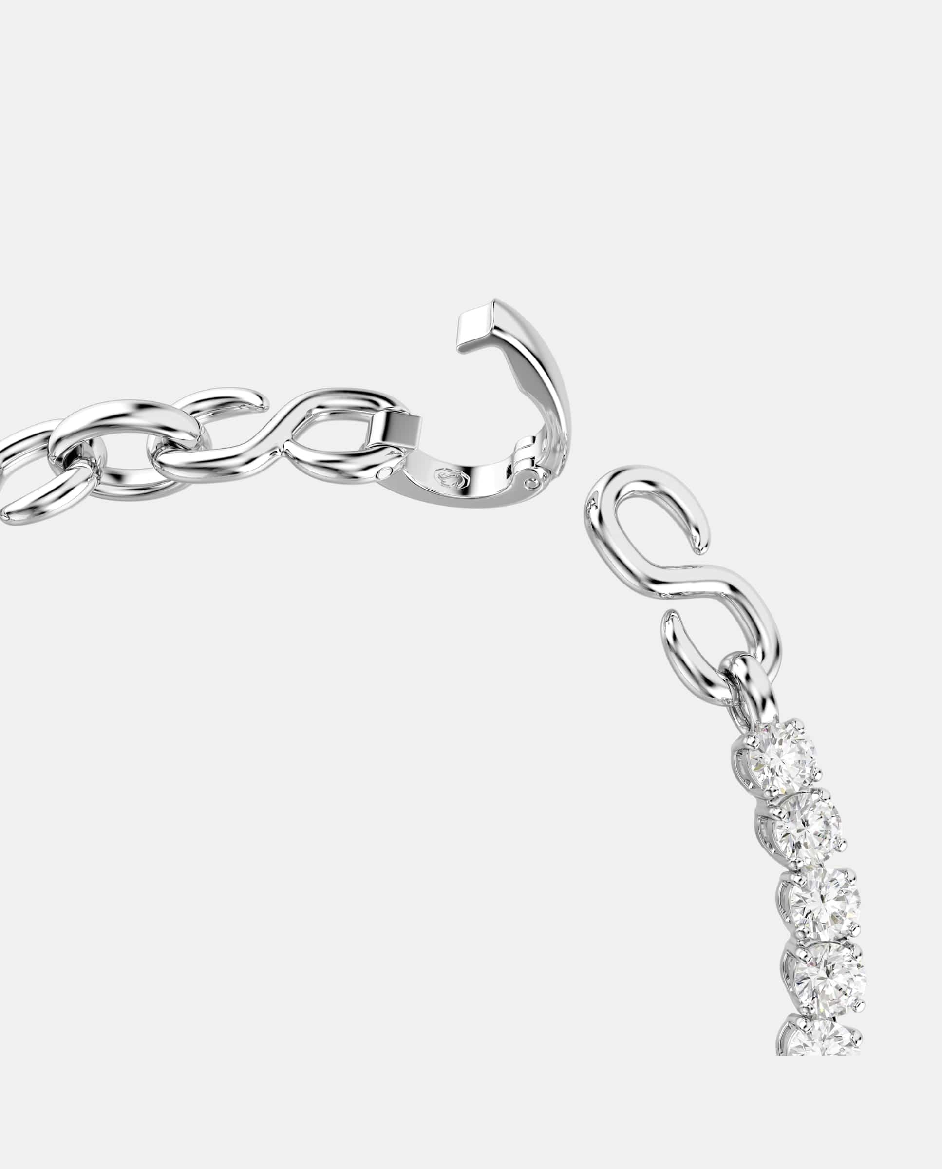 Imagen 3 de Pulsera matrix con cristales y cadena de eslabones en forma de s - Swarovski - Blanco Blanco