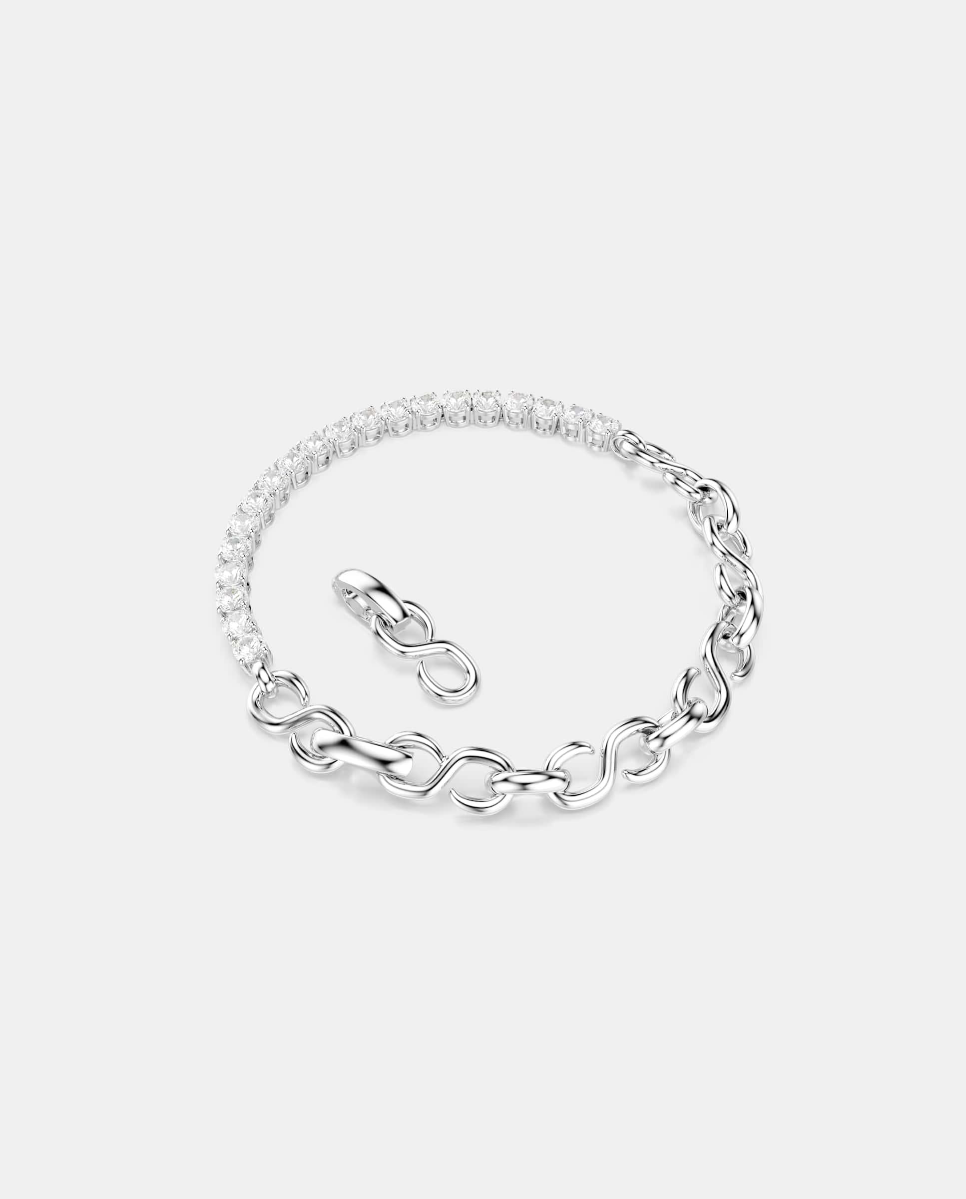 Imagen 4 de Pulsera matrix con cristales y cadena de eslabones en forma de s - Swarovski - Blanco Blanco