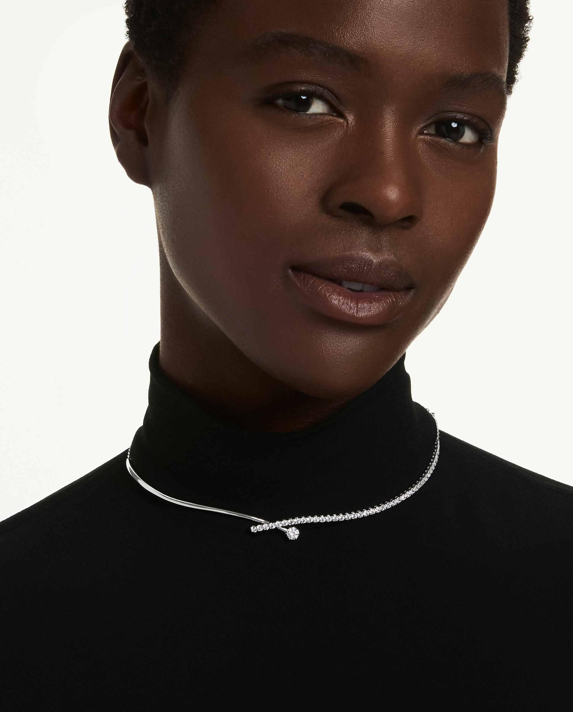 Collar matrix ajustable con circonitas - Swarovski - Blanco Blanco-5