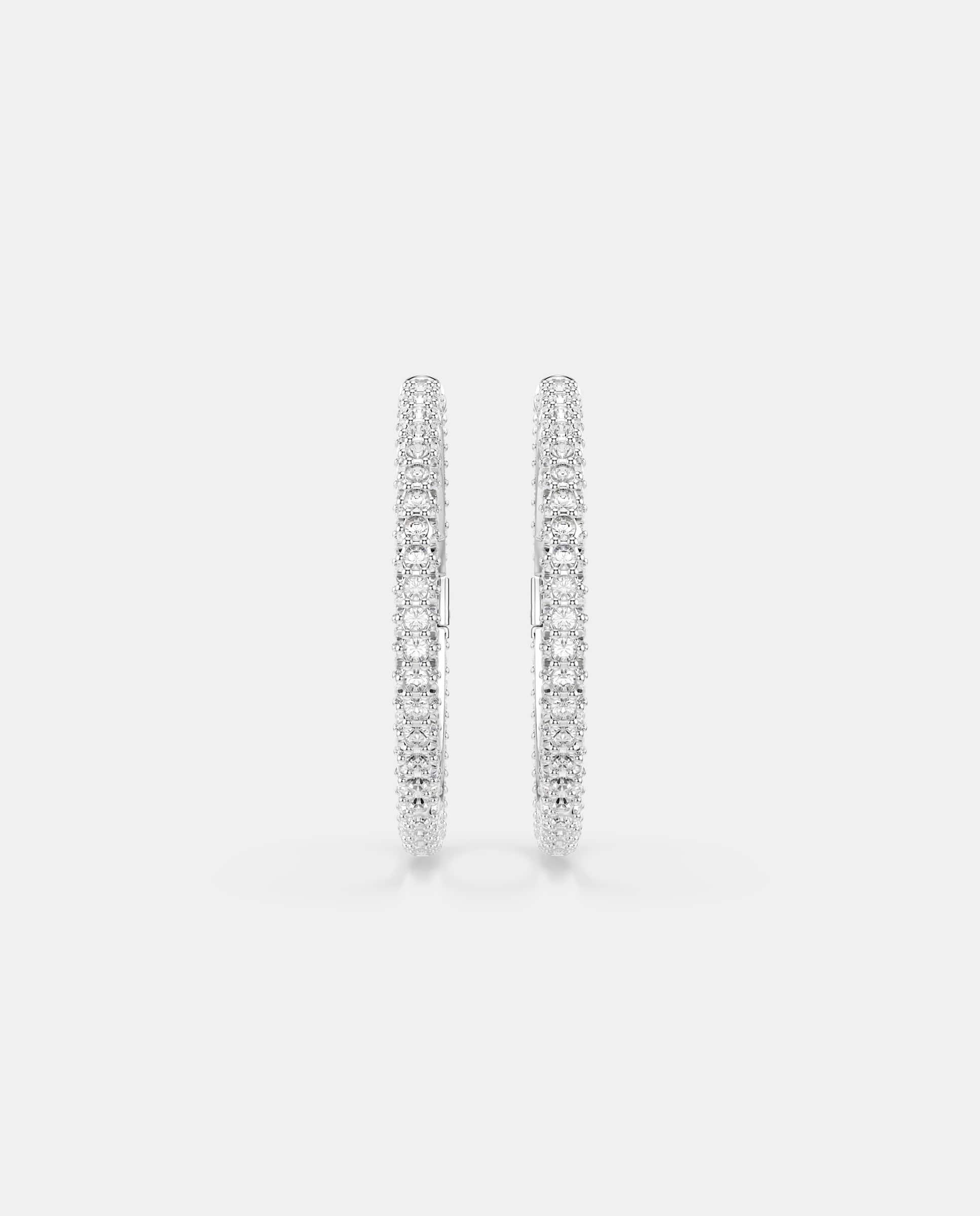 Pendientes de aro dextera con cristales en pavé y baño de rodio - Swarovski - Blanco Blanco-2