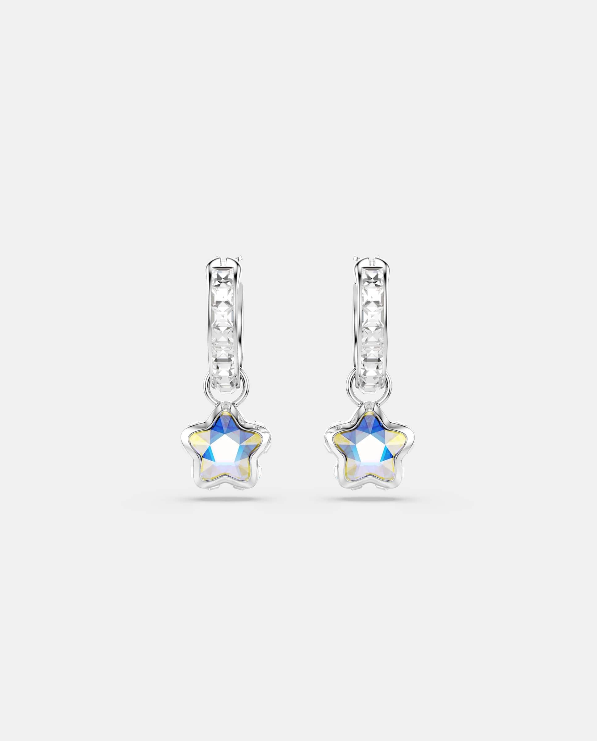 Pendientes chroma con motivo de estrella y baño de rodio - Swarovski - Blanco Blanco-2