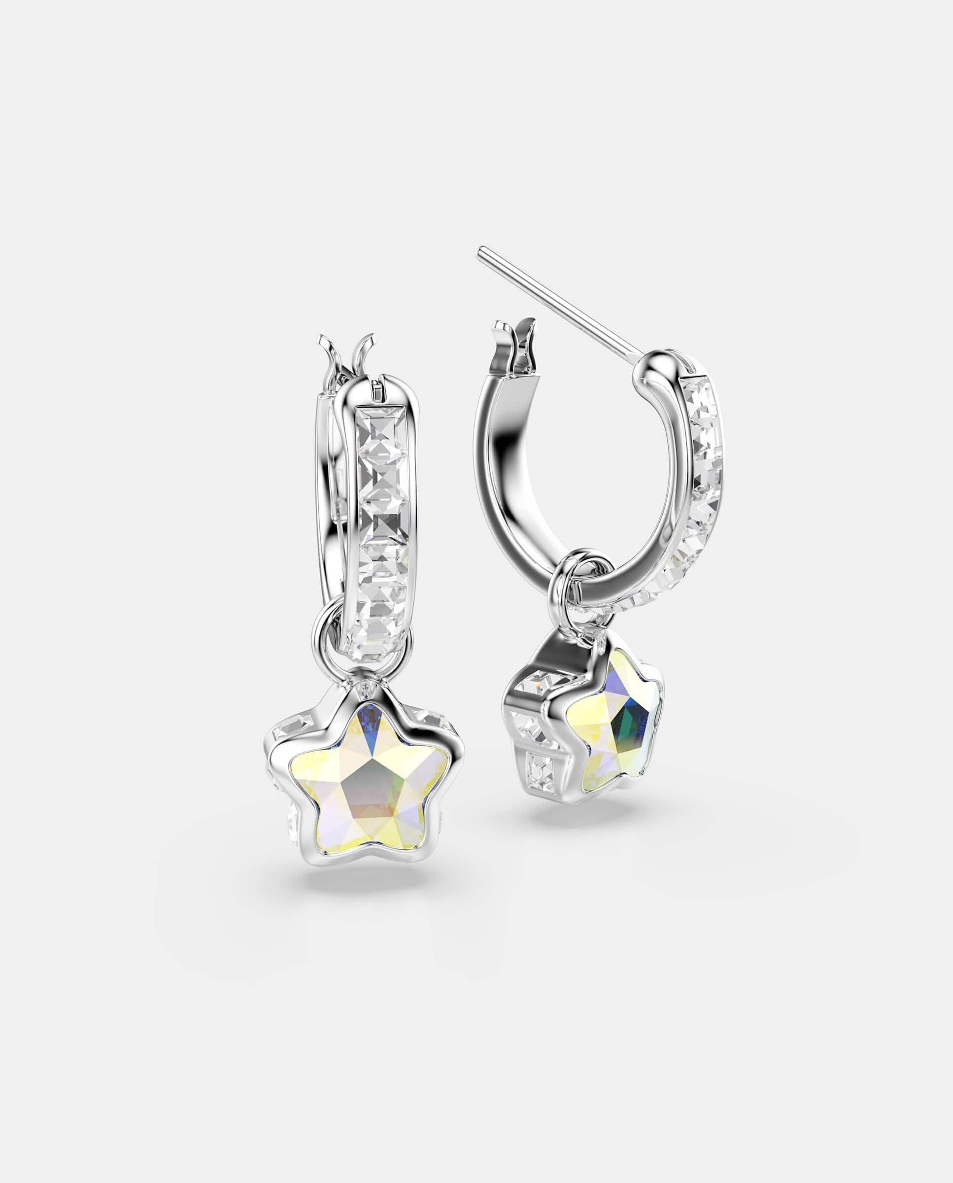 Pendientes chroma con motivo de estrella y baño de rodio - Swarovski - Blanco Blanco-3