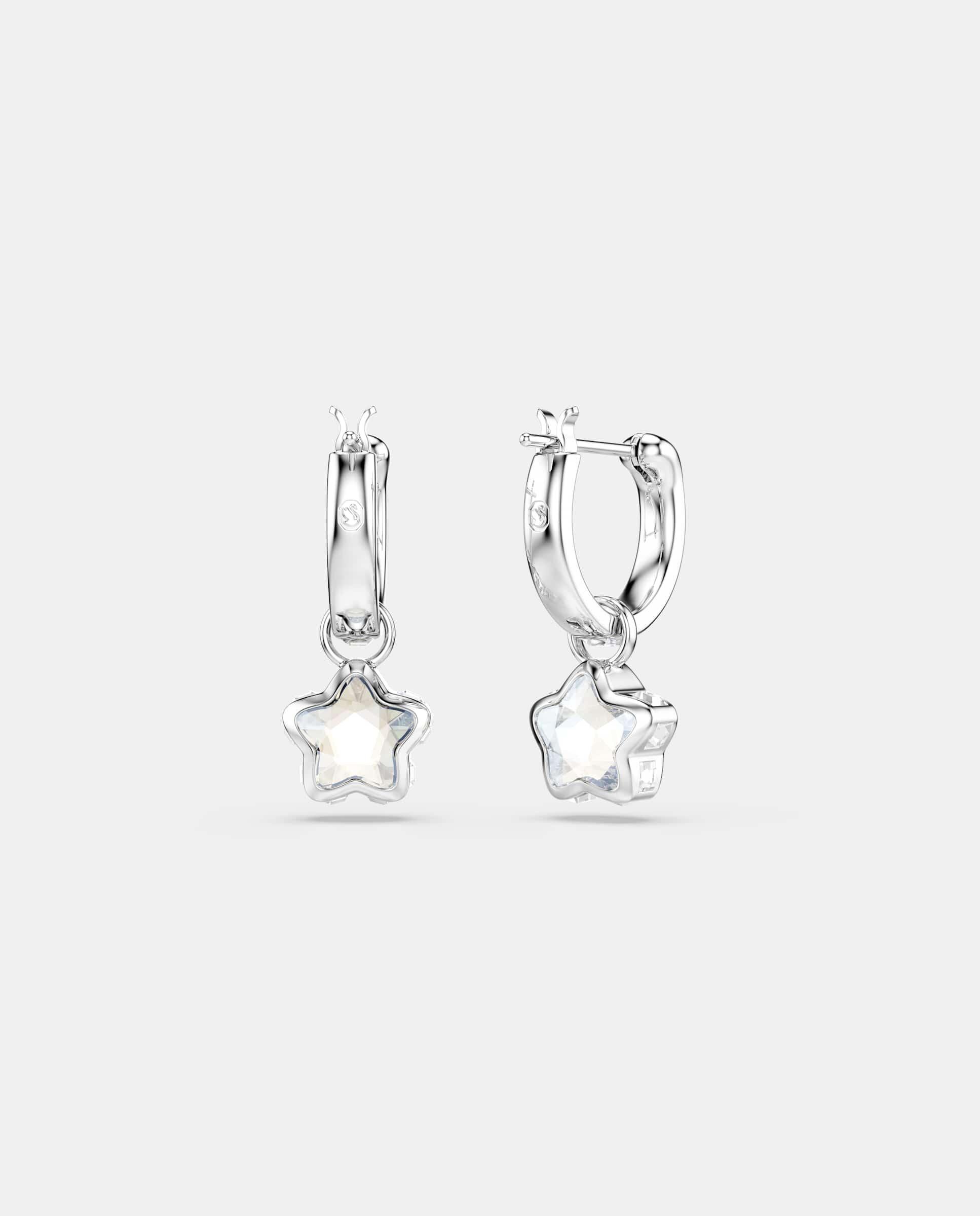 Pendientes chroma con motivo de estrella y baño de rodio - Swarovski - Blanco Blanco-4