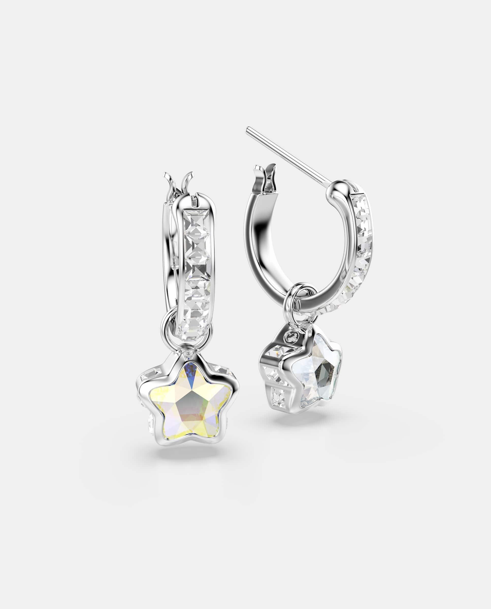 Pendientes chroma con motivo de estrella y baño de rodio - Swarovski - Blanco Blanco-5