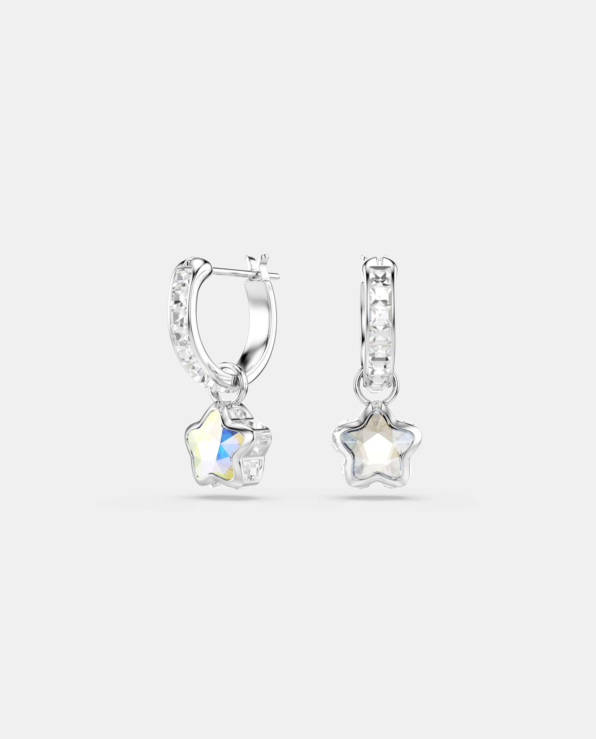 Pendientes chroma con motivo de estrella y baño de rodio - Swarovski - Blanco Blanco-6