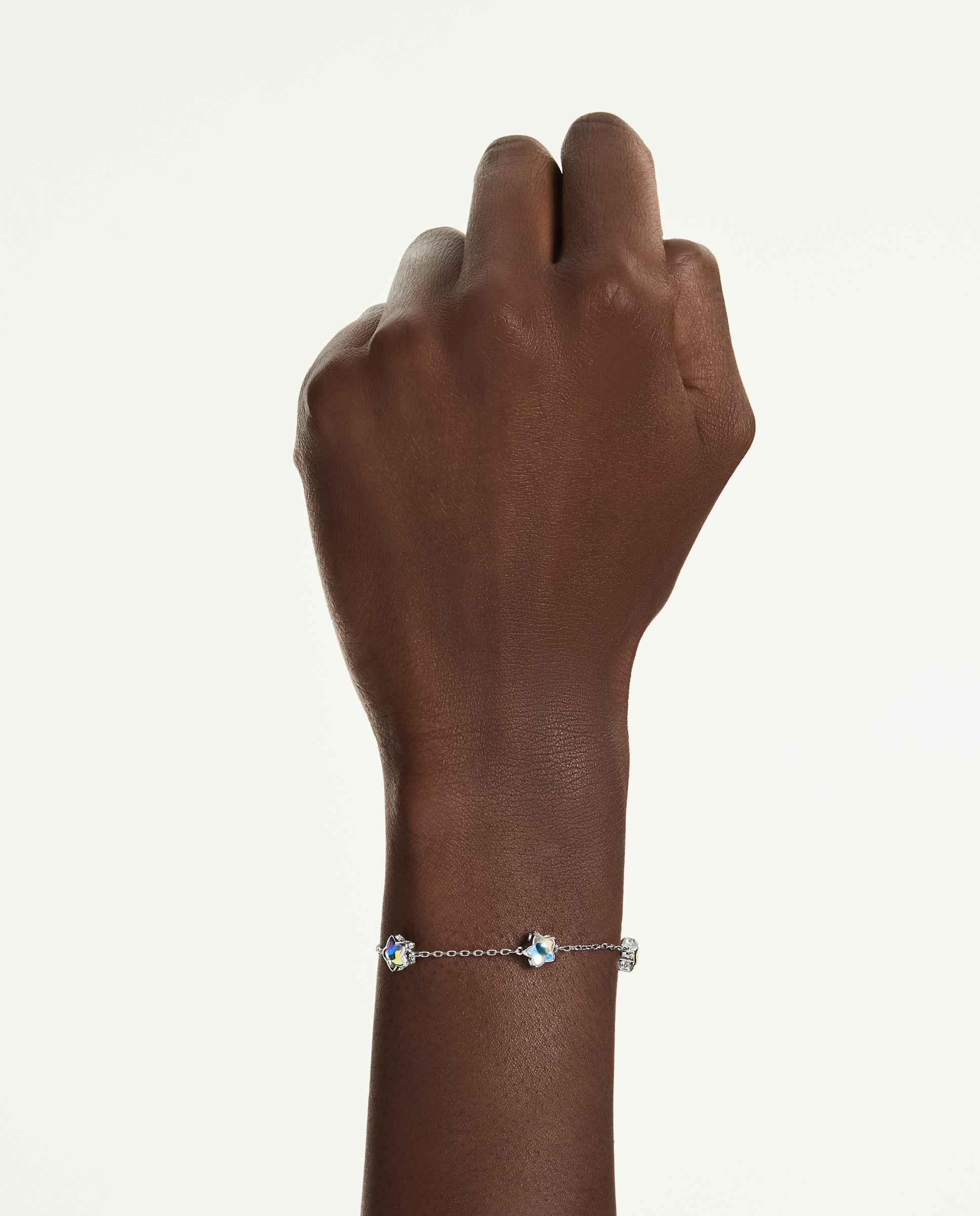 Pulsera chroma de cadena con estrellas y baño de rodio - Swarovski - Blanco Blanco-5