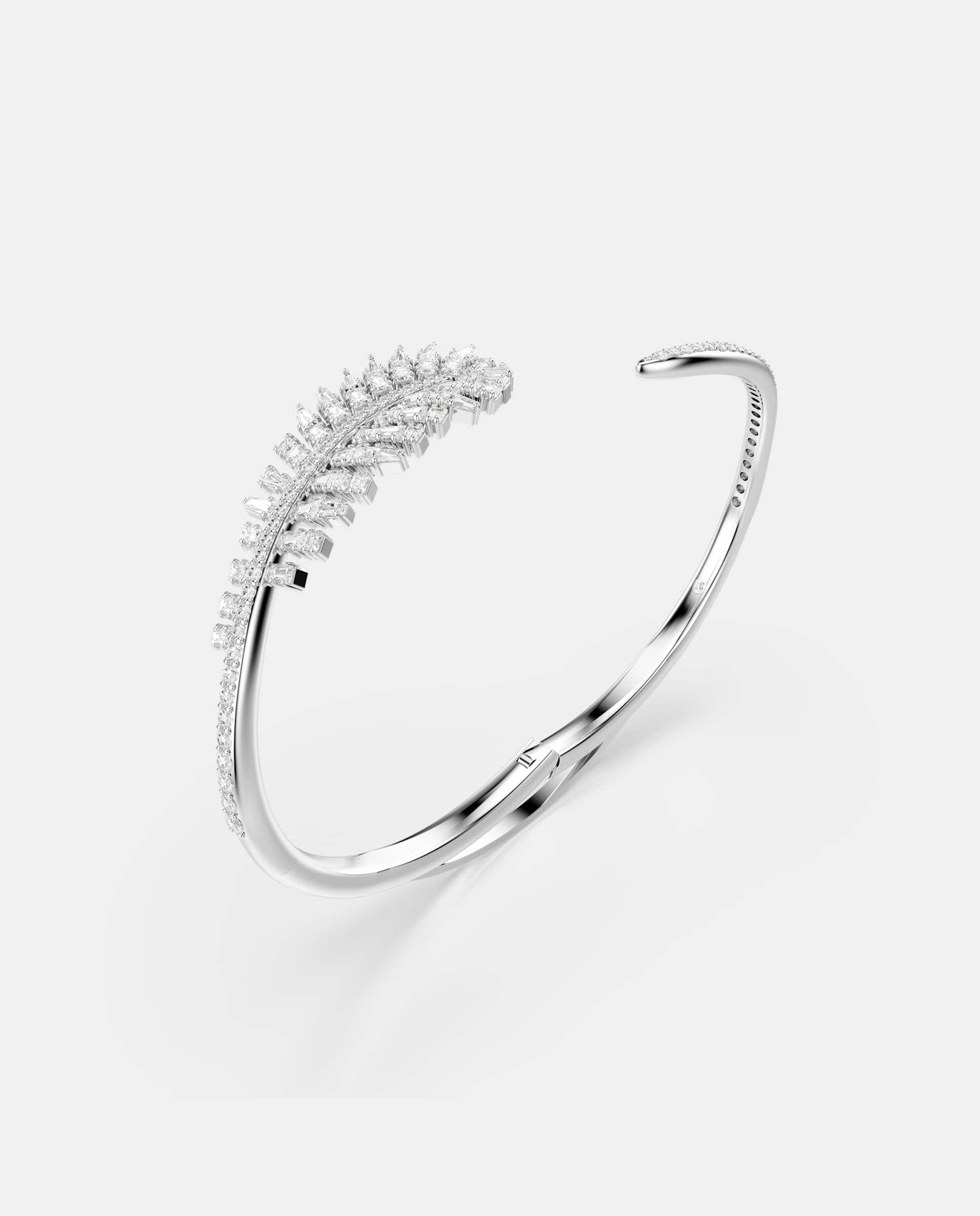Imagen 3 de Brazalete vienna con forma de pluma y baño de rodio - Swarovski - Blanco Blanco