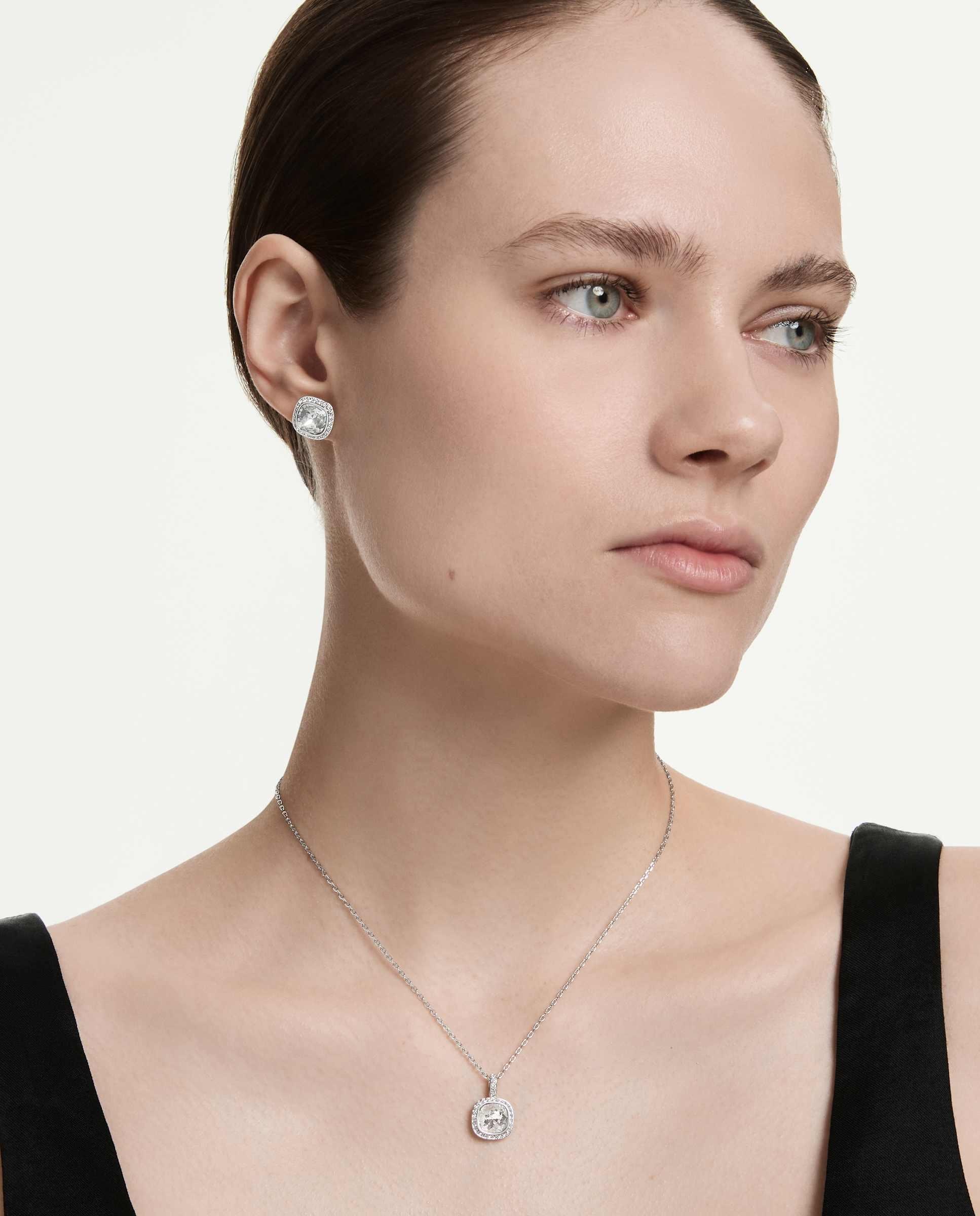 Conjunto de colgante y pendientes una angelic con cristales bañado en rodio - Swarovski - Blanco Blanco-7