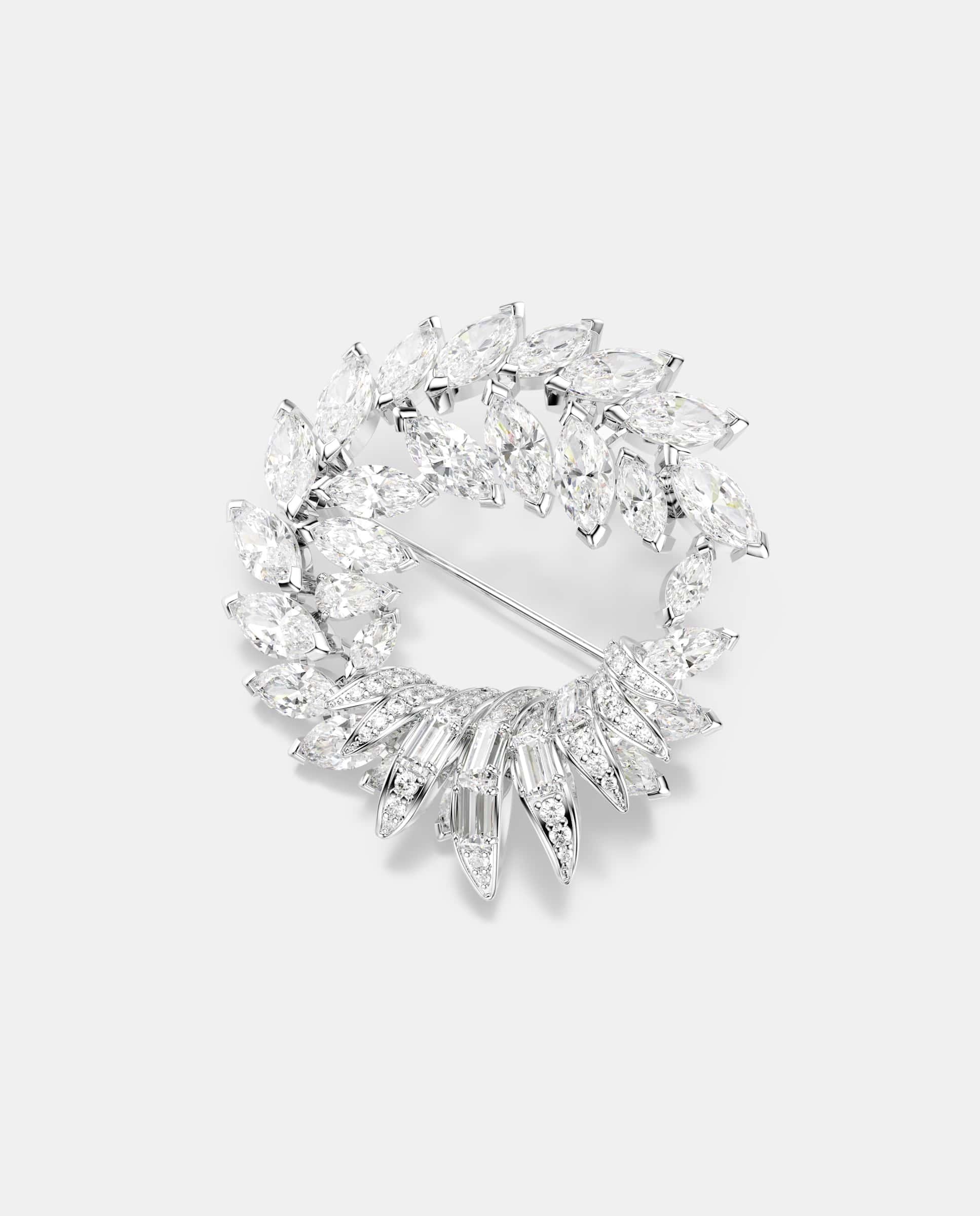 Broche mesmera de circonitas bañado en rodio - Swarovski - Blanco Blanco-3
