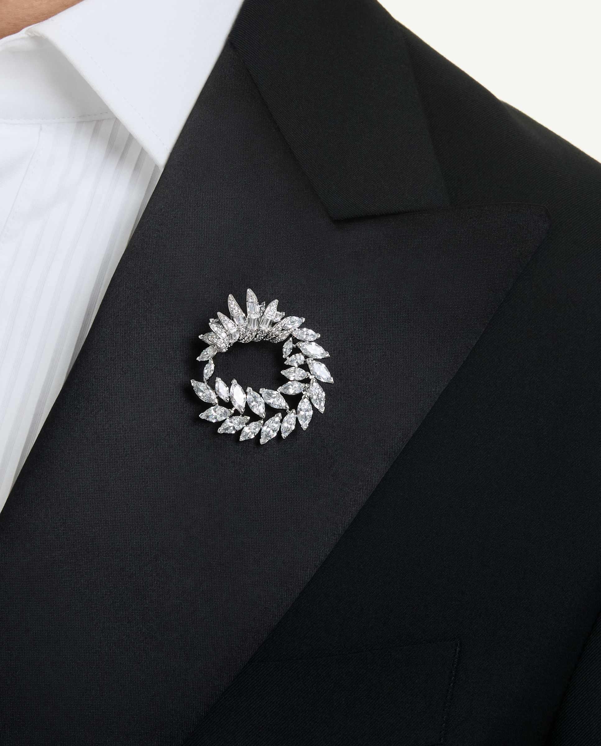 Broche mesmera de circonitas bañado en rodio - Swarovski - Blanco Blanco-5