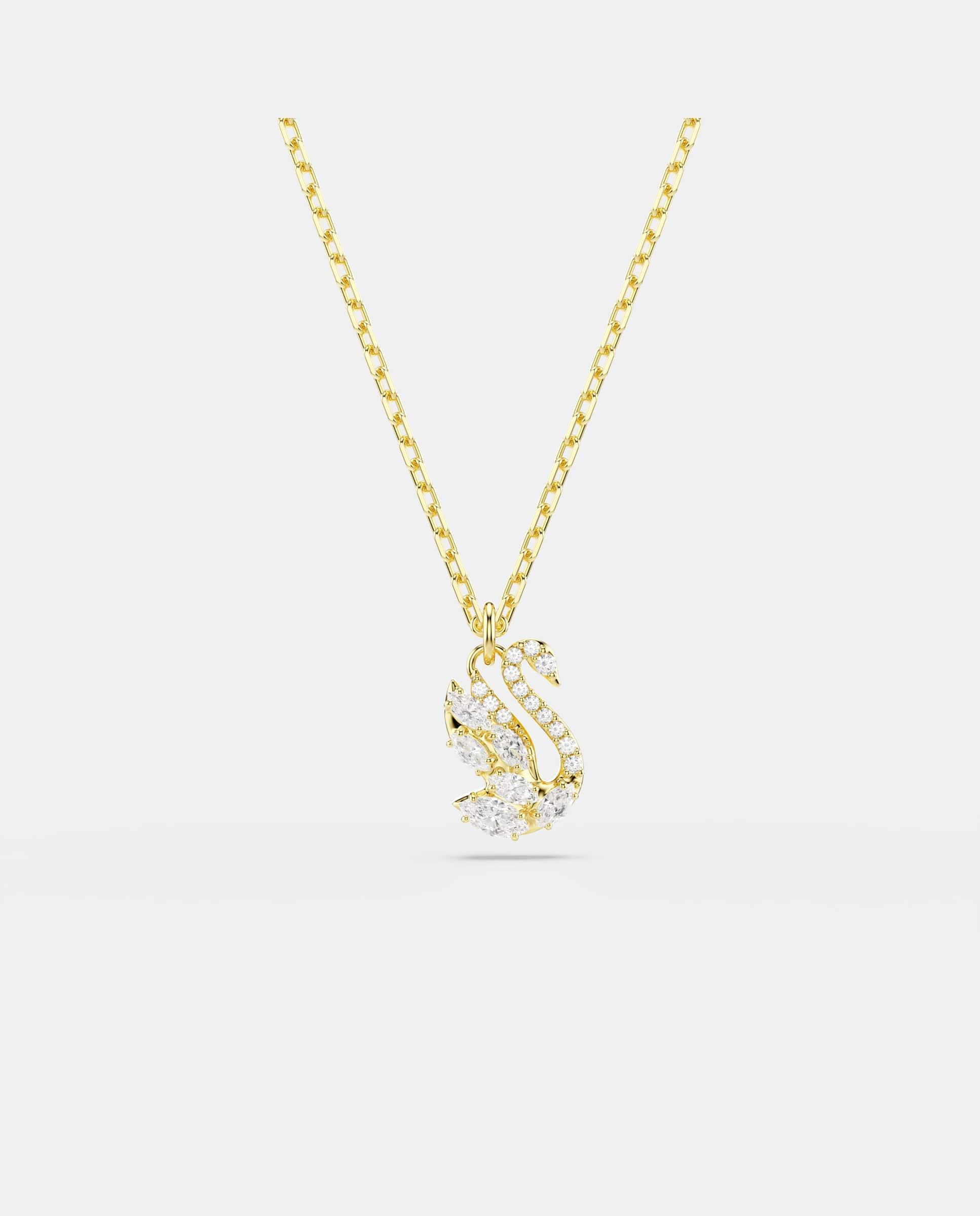 Colgante swan con forma de cisne acabado en oro de 18 quilates - Swarovski - Blanco Blanco-1