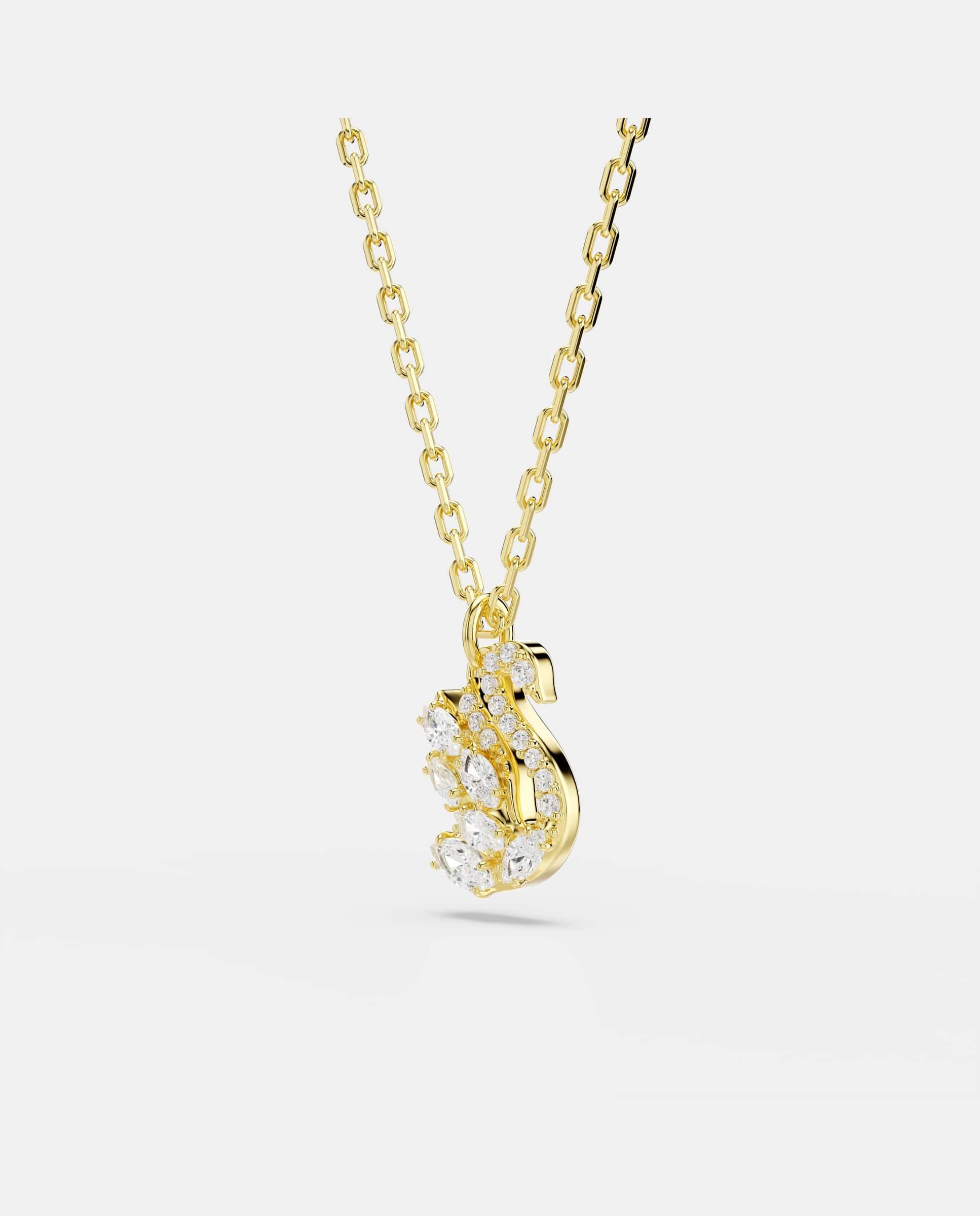 Colgante swan con forma de cisne acabado en oro de 18 quilates - Swarovski - Blanco Blanco-3