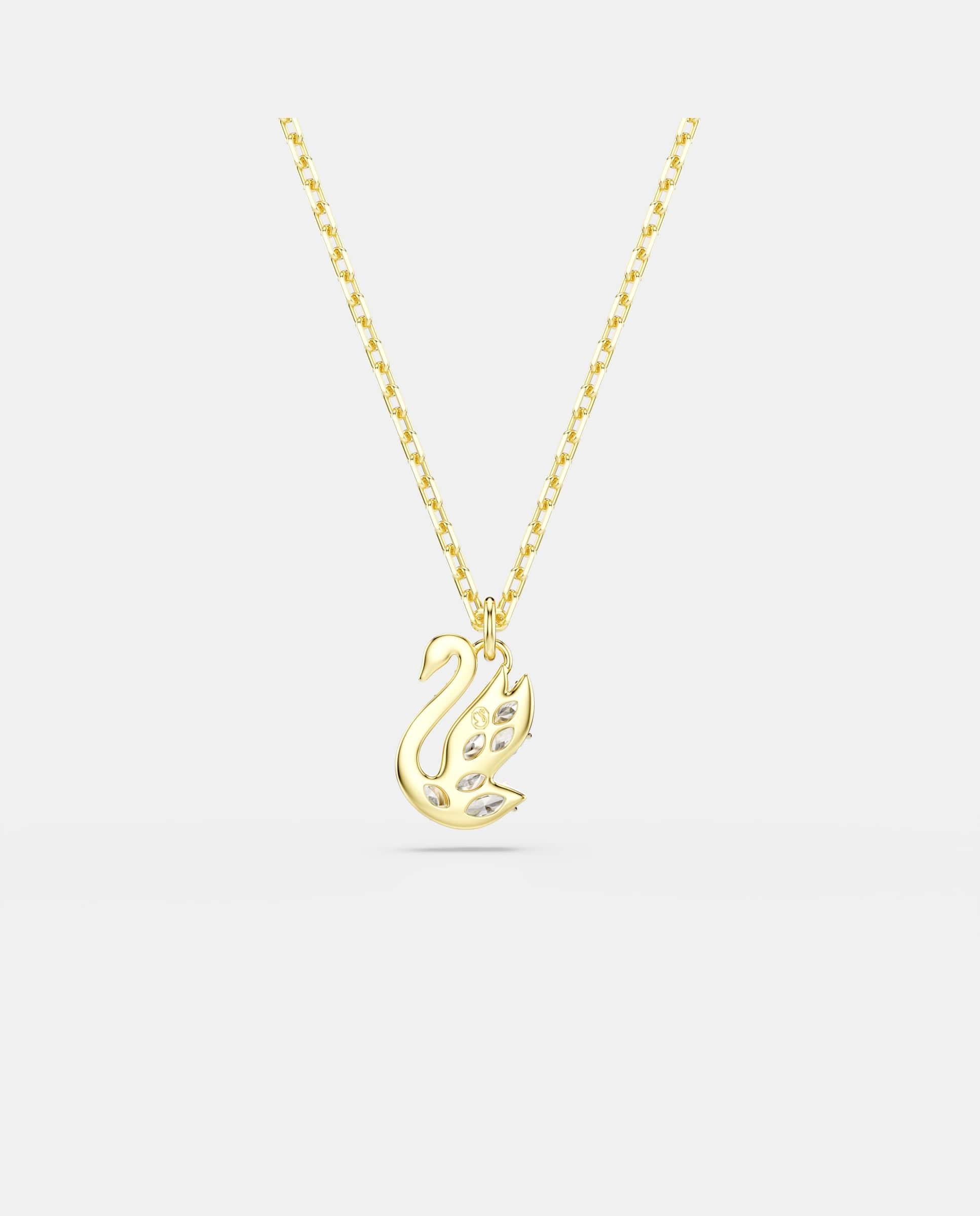 Colgante swan con forma de cisne acabado en oro de 18 quilates - Swarovski - Blanco Blanco-5