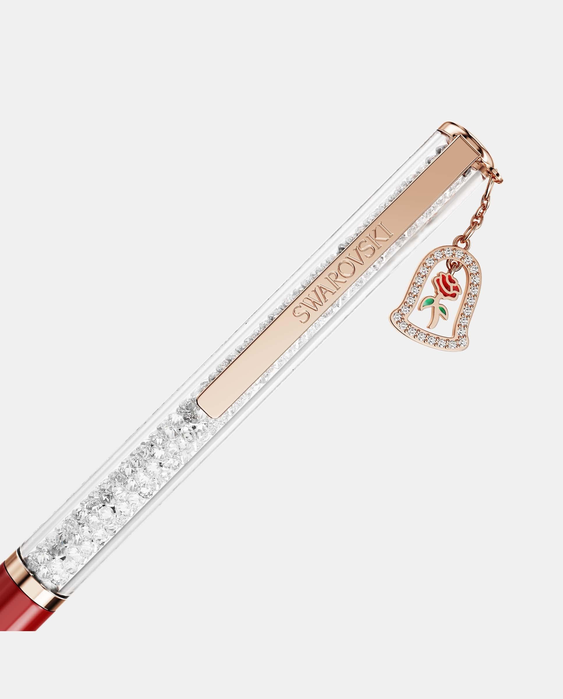 Bolígrafo crystalline con baño en tono oro inspirado en la bella y la bestia - Swarovski - Rosa Rosa-2