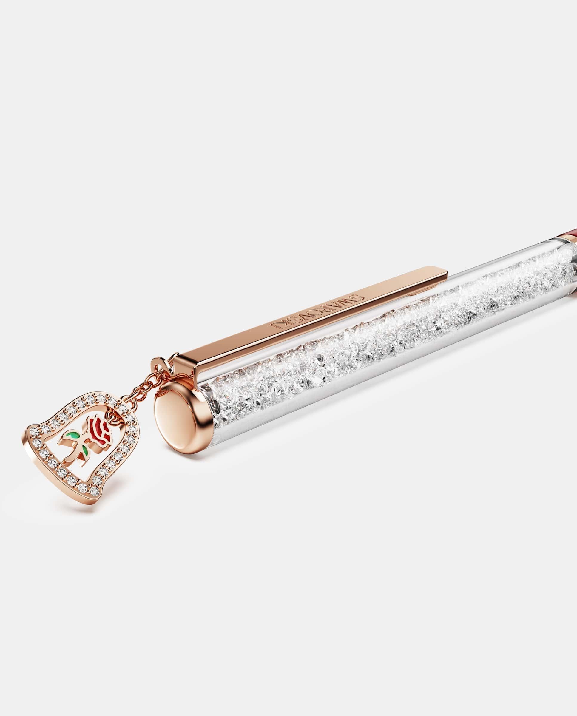 Bolígrafo crystalline con baño en tono oro inspirado en la bella y la bestia - Swarovski - Rosa Rosa-4