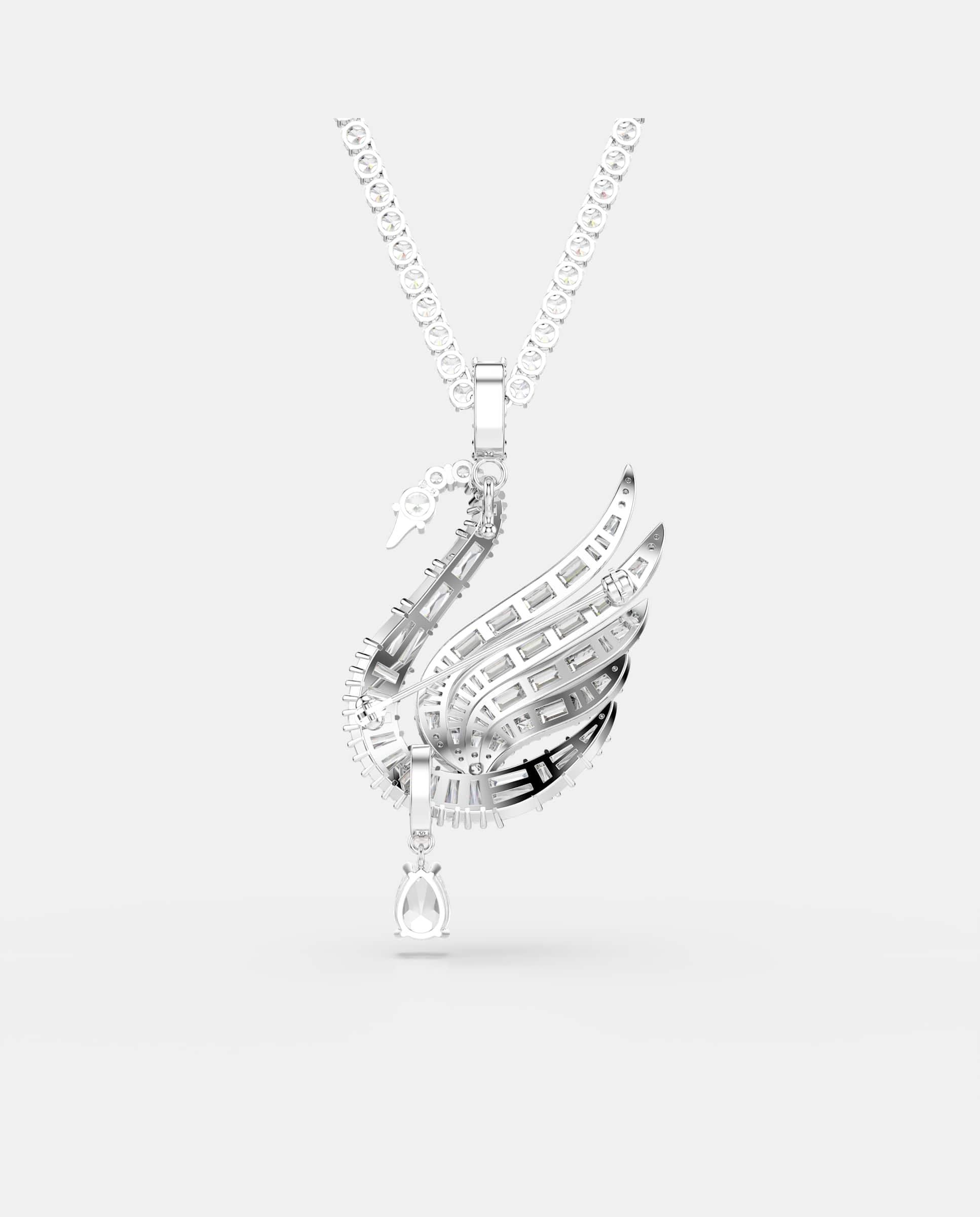 Colgante y broche vienna con forma de cisne y baño de rodio - Swarovski - Blanco Blanco-5