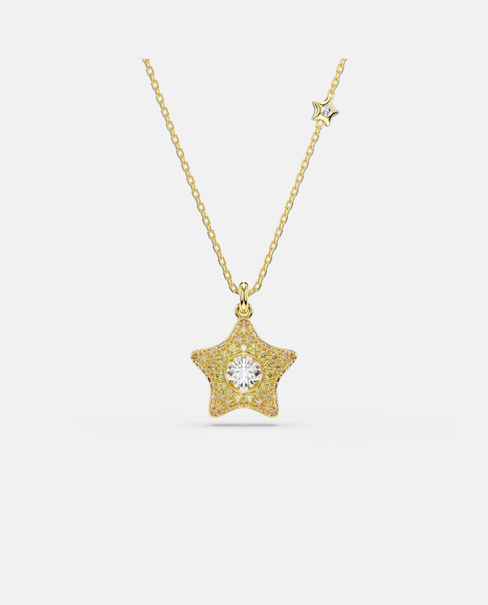 Colgante sublima con estrella acabado en oro de 18 quilates - Swarovski - Blanco Blanco-1