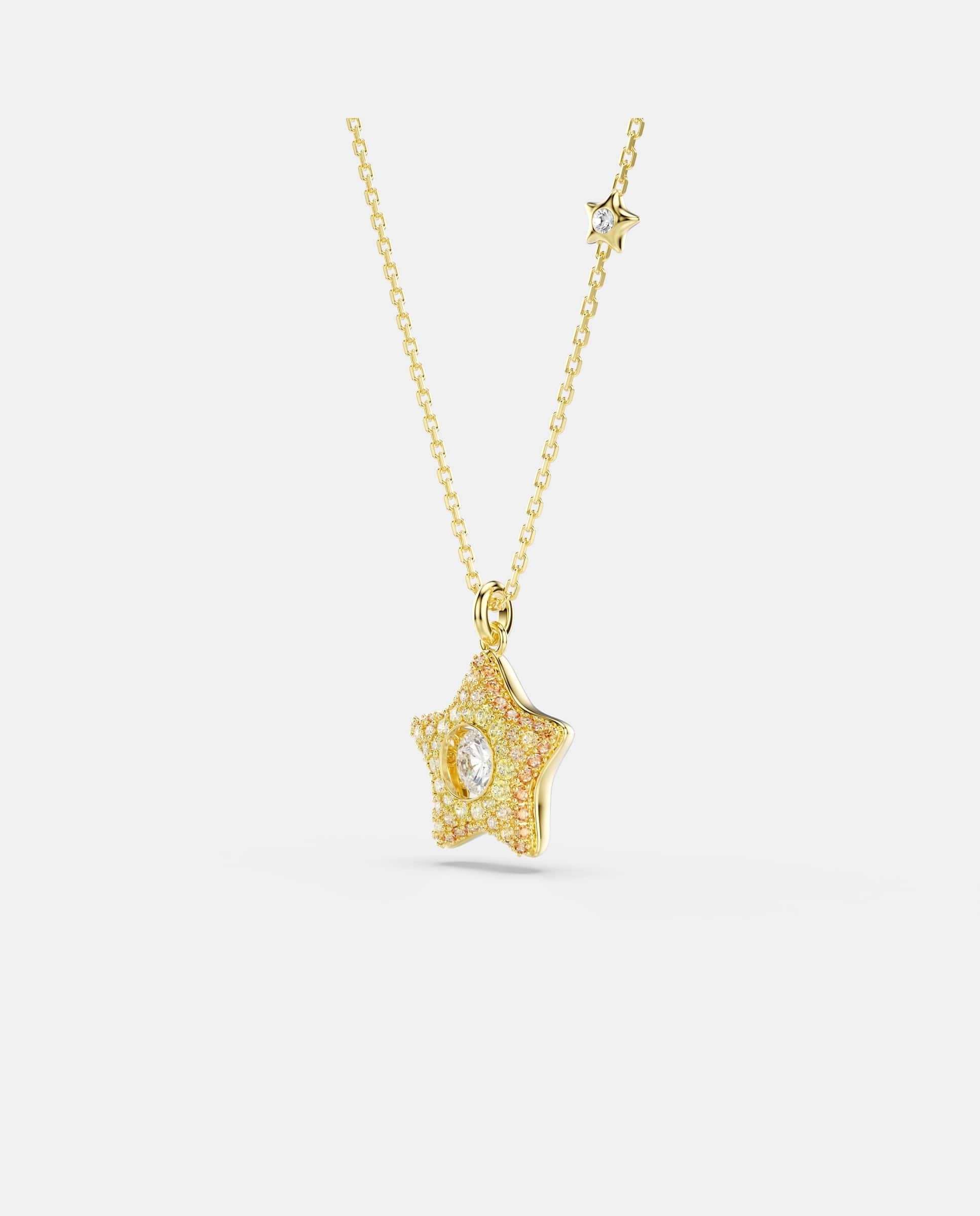 Colgante sublima con estrella acabado en oro de 18 quilates - Swarovski - Blanco Blanco-3