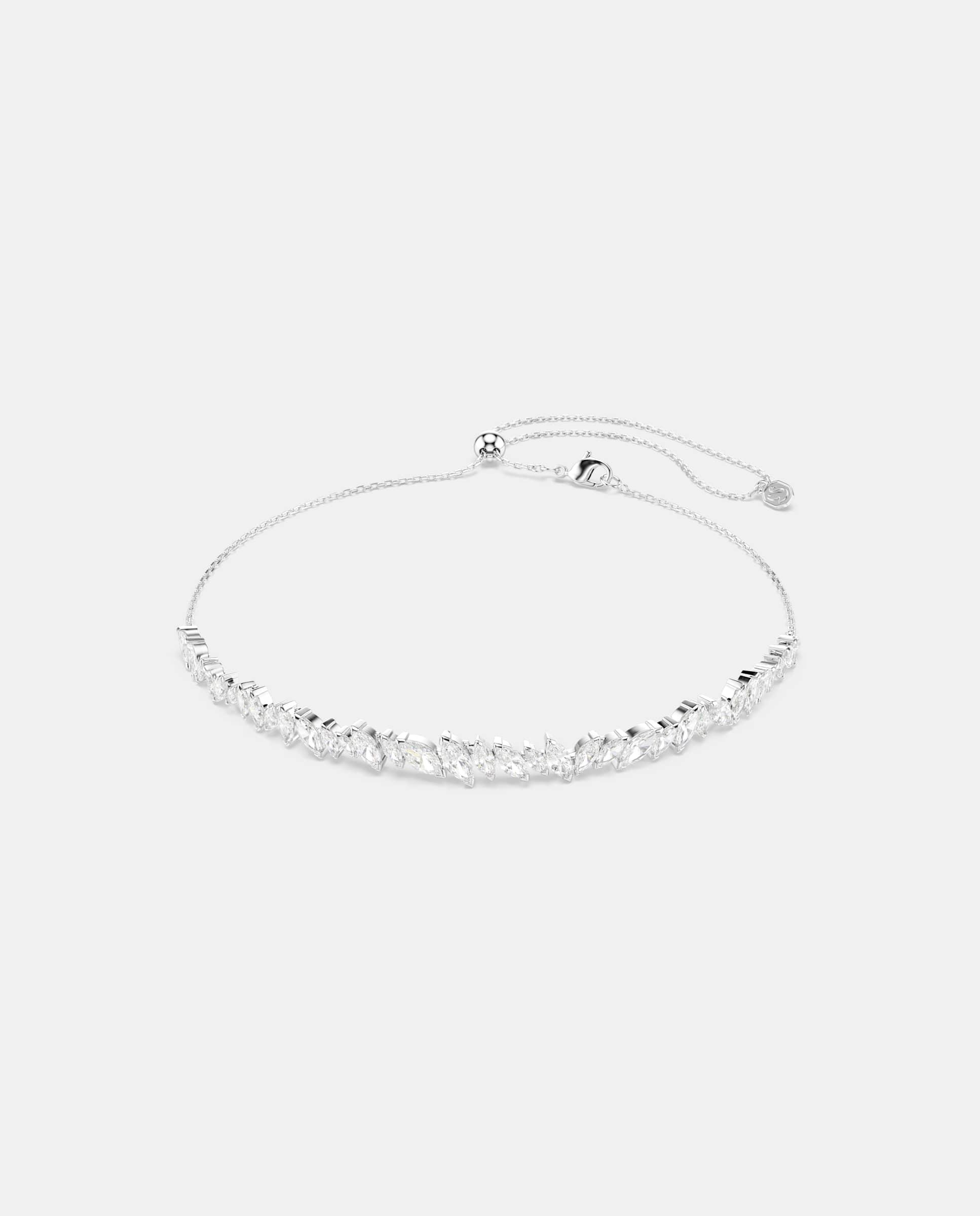 Imagen 0 de Collar tipo chocker mesmera con cristales y baño de rodio Blanco