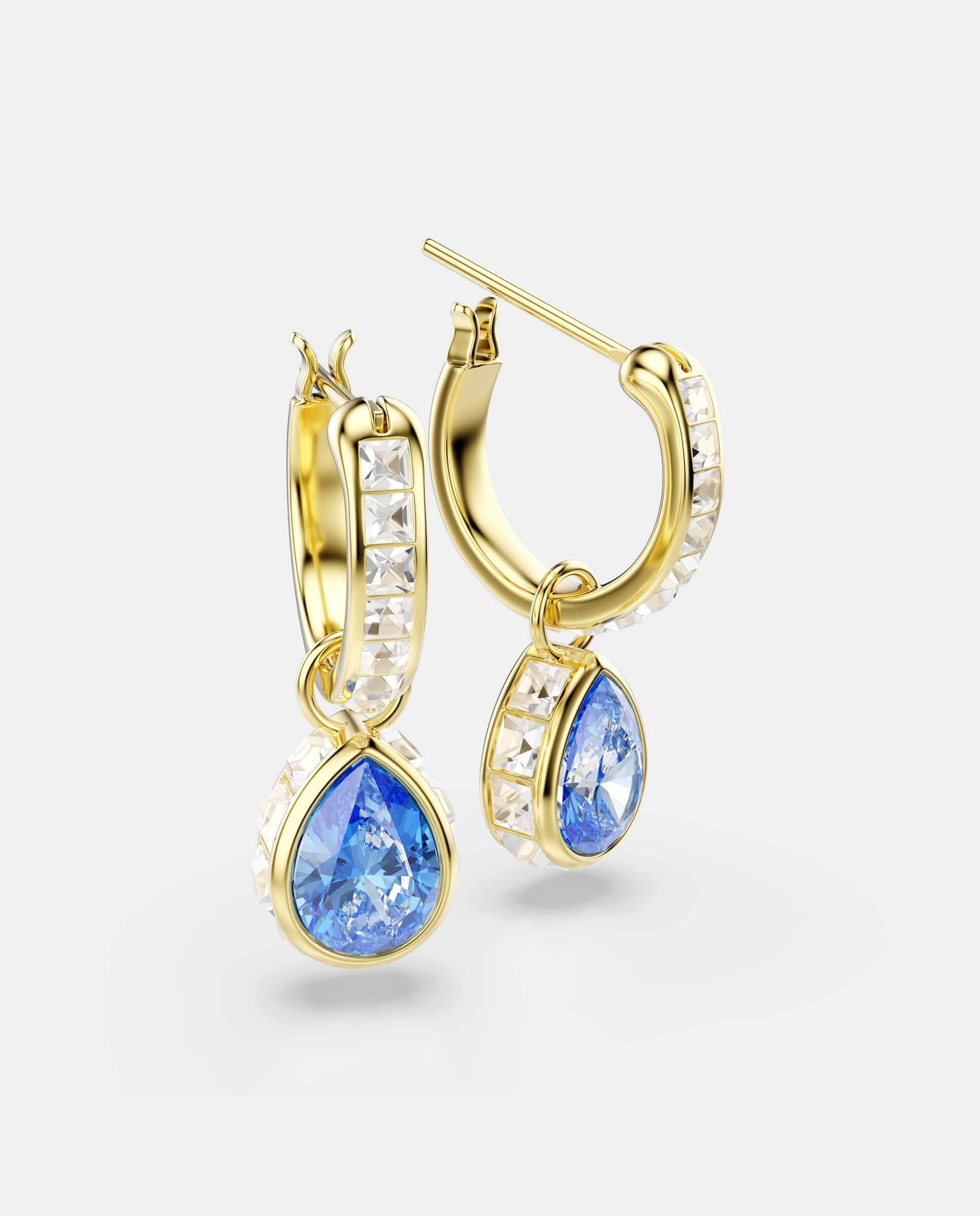 Pendientes chroma con circonia azul acabado en oro de 18 quilates - Swarovski - Azul Azul-3