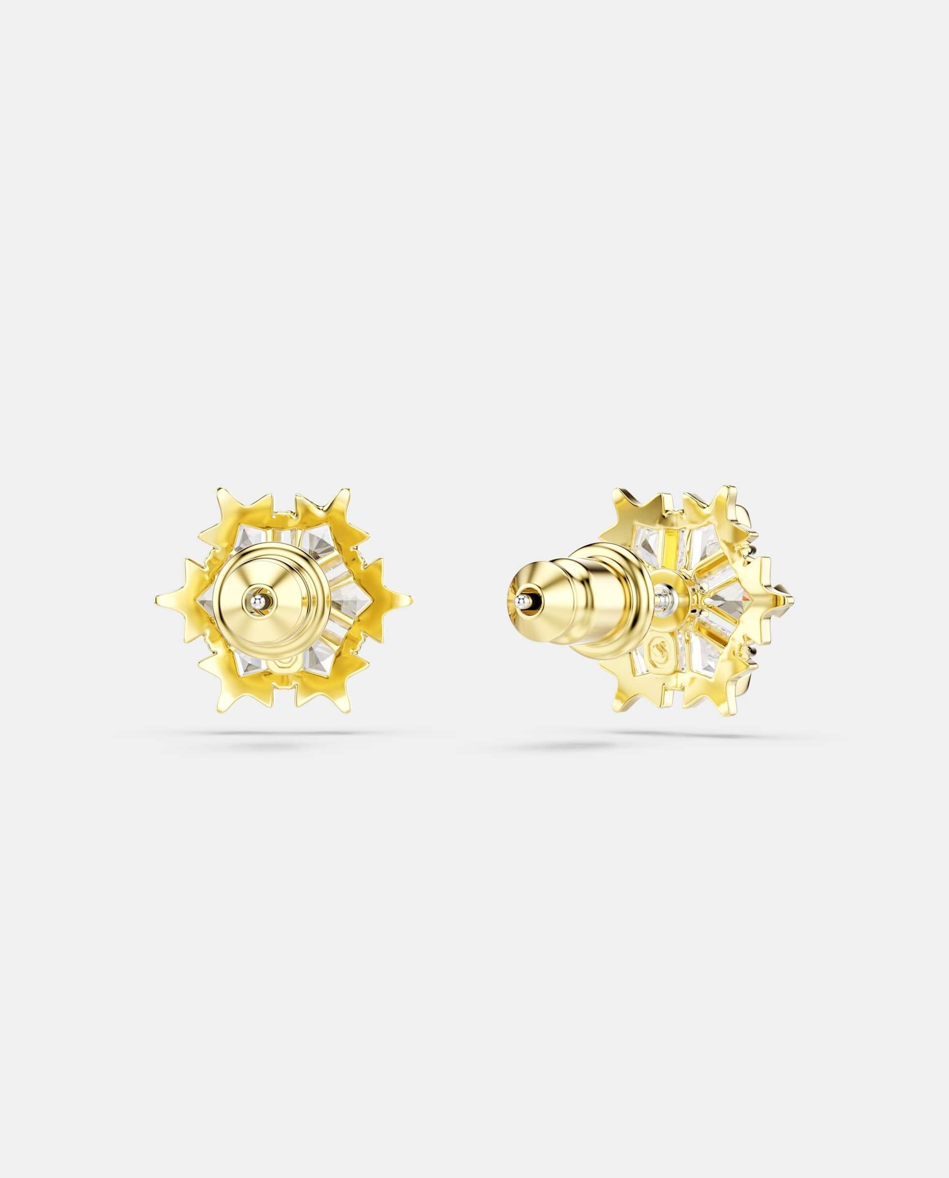 Pendientes de botón magic en forma de copo de nieve acabado en oro de 18 quilates - Swarovski - Blanco Blanco-4
