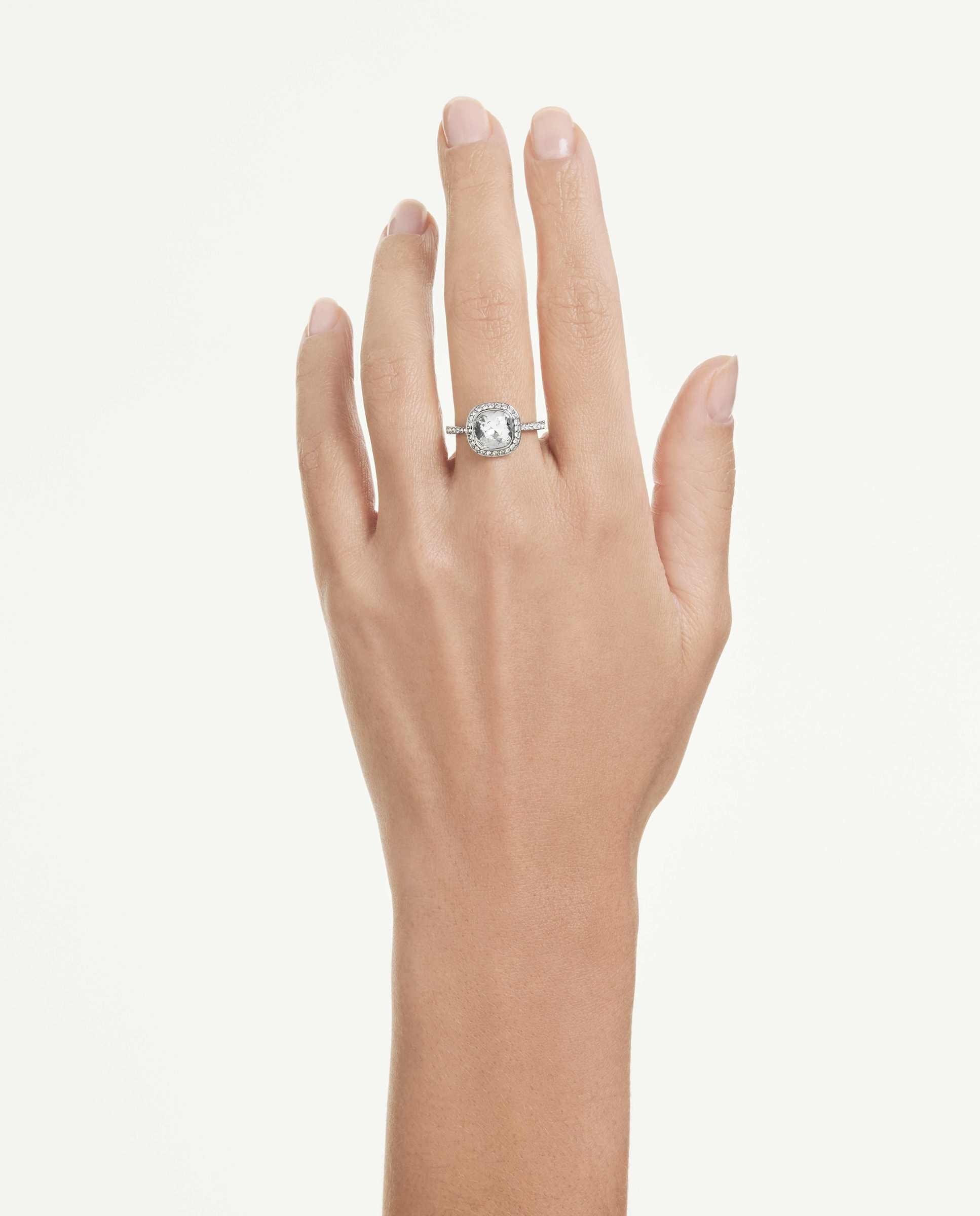 Anillo con halo una angelic con cristal central - Swarovski - Blanco Blanco-5