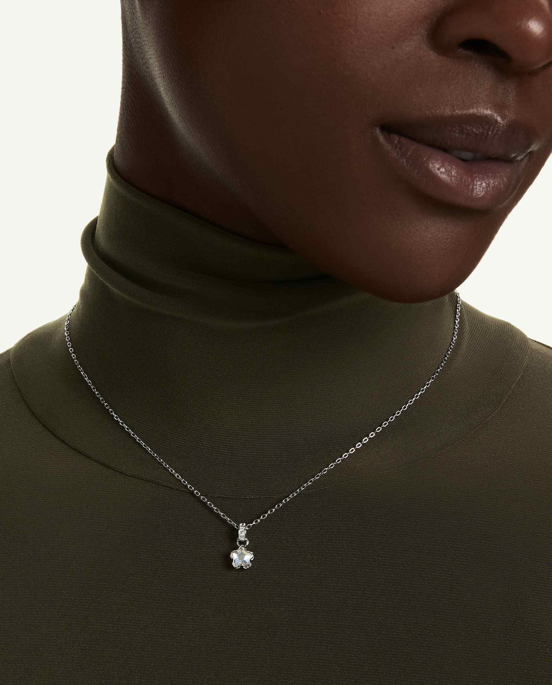 Colgante chroma con estrella y baño de rodio - Swarovski - Blanco Blanco-6