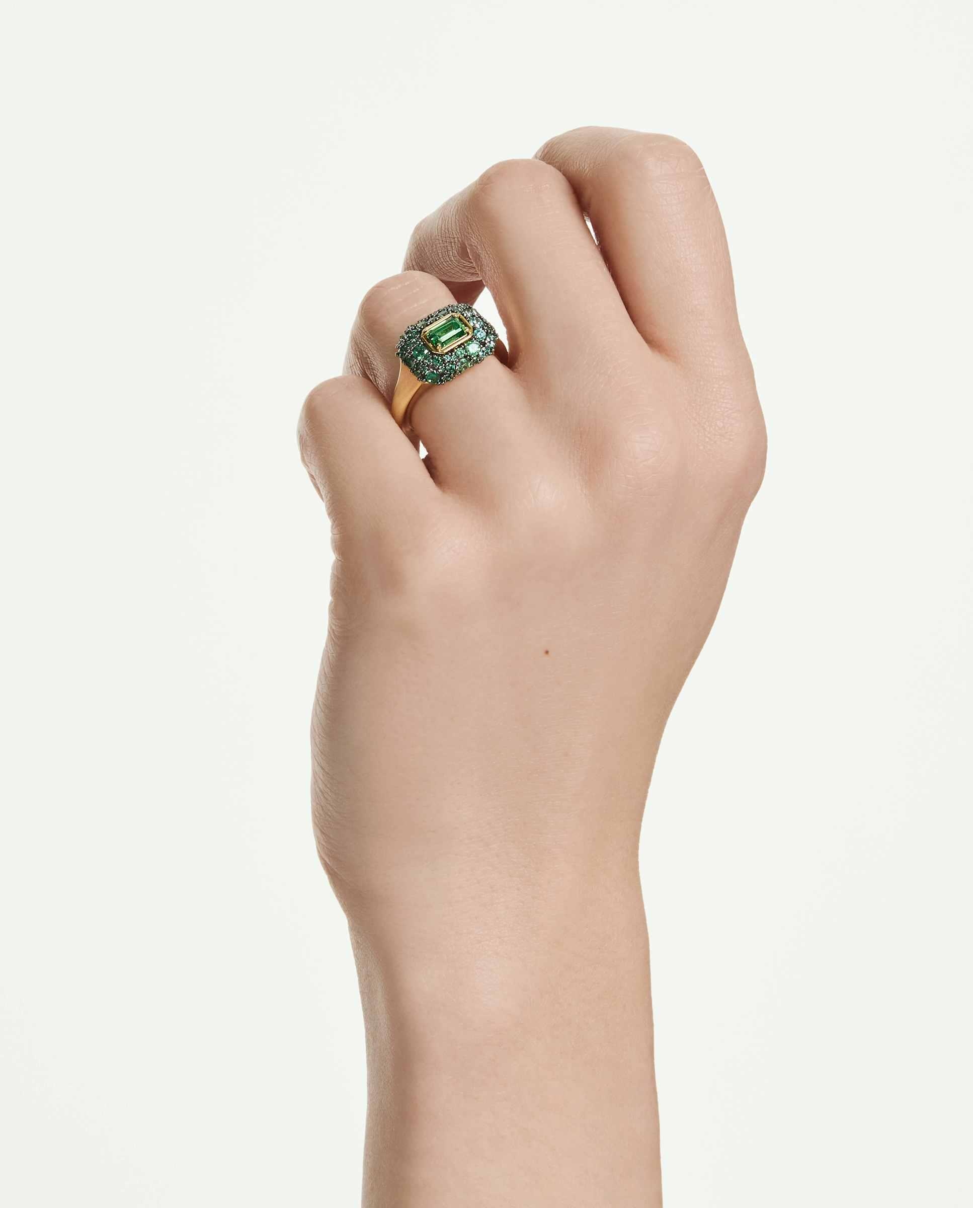 Anillo de cóctel sublima con circonitas verdes acabado en oro de 18 quilates - Swarovski - Verde Verde-5
