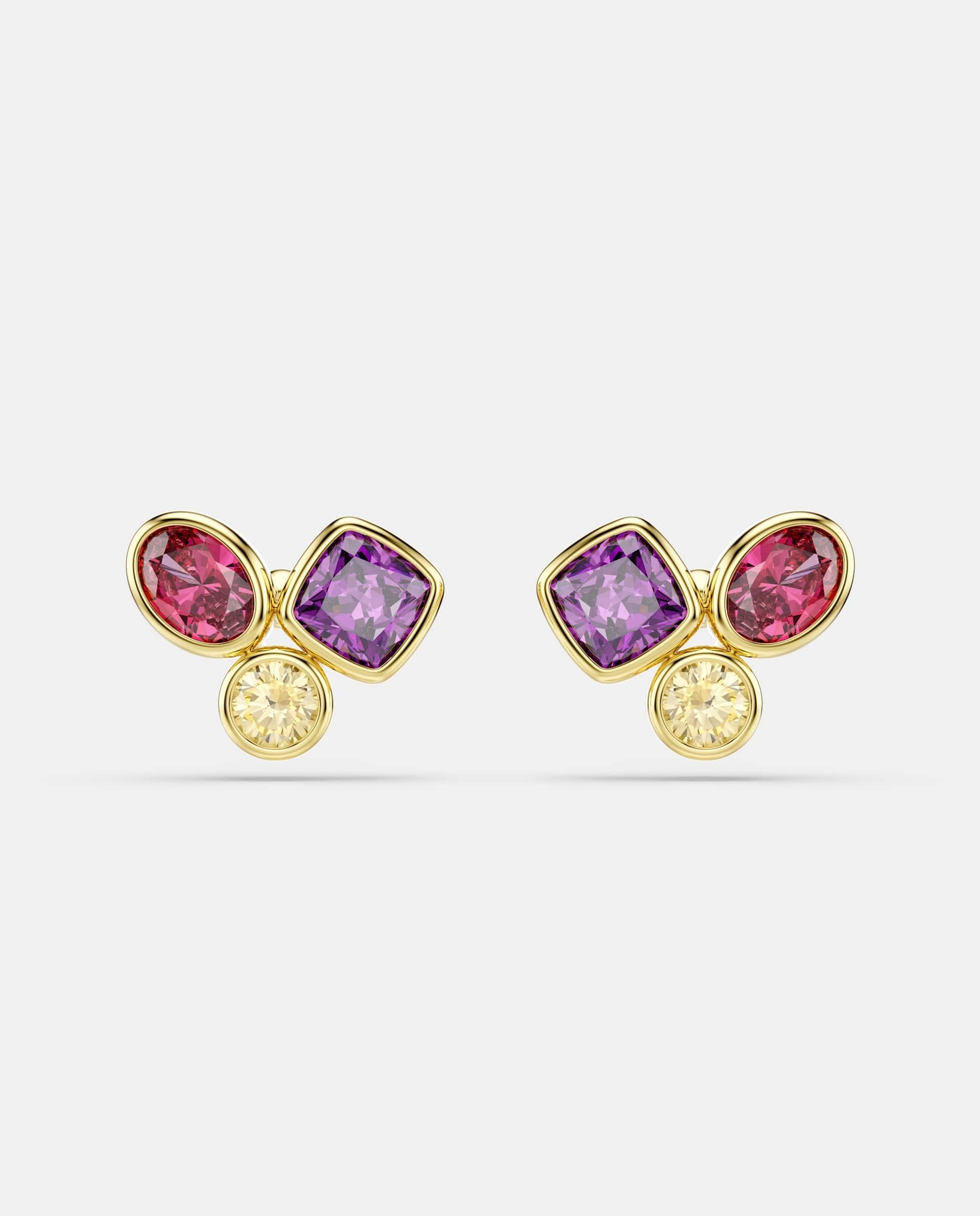 Pendientes de botón imber con mezcla de metales acabado en oro de 18 quilates - Swarovski - Multicolor Multicolor-1