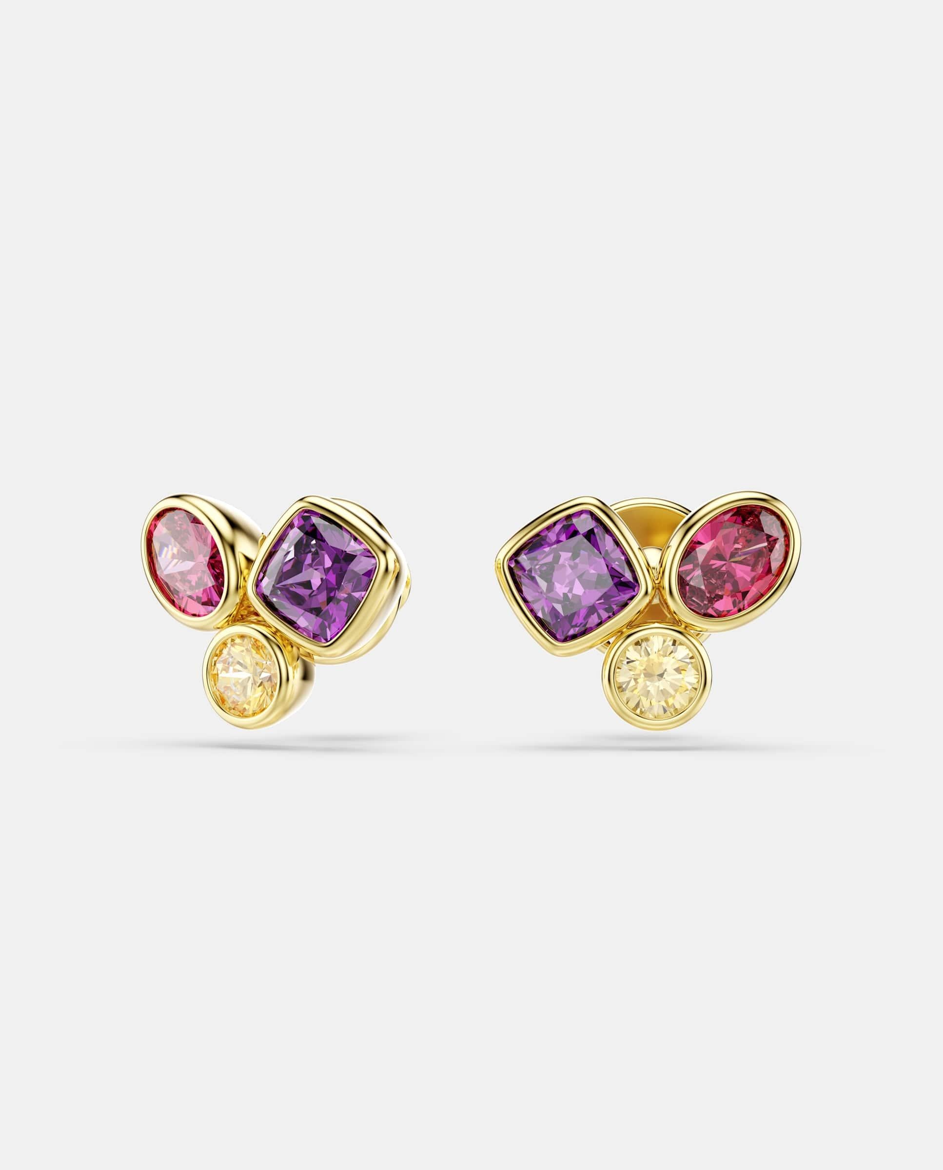 Pendientes de botón imber con mezcla de metales acabado en oro de 18 quilates - Swarovski - Multicolor Multicolor-2