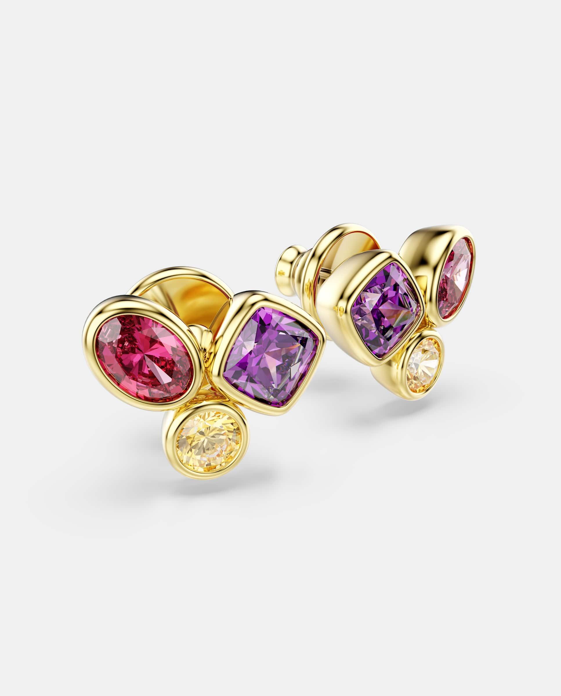 Pendientes de botón imber con mezcla de metales acabado en oro de 18 quilates - Swarovski - Multicolor Multicolor-3