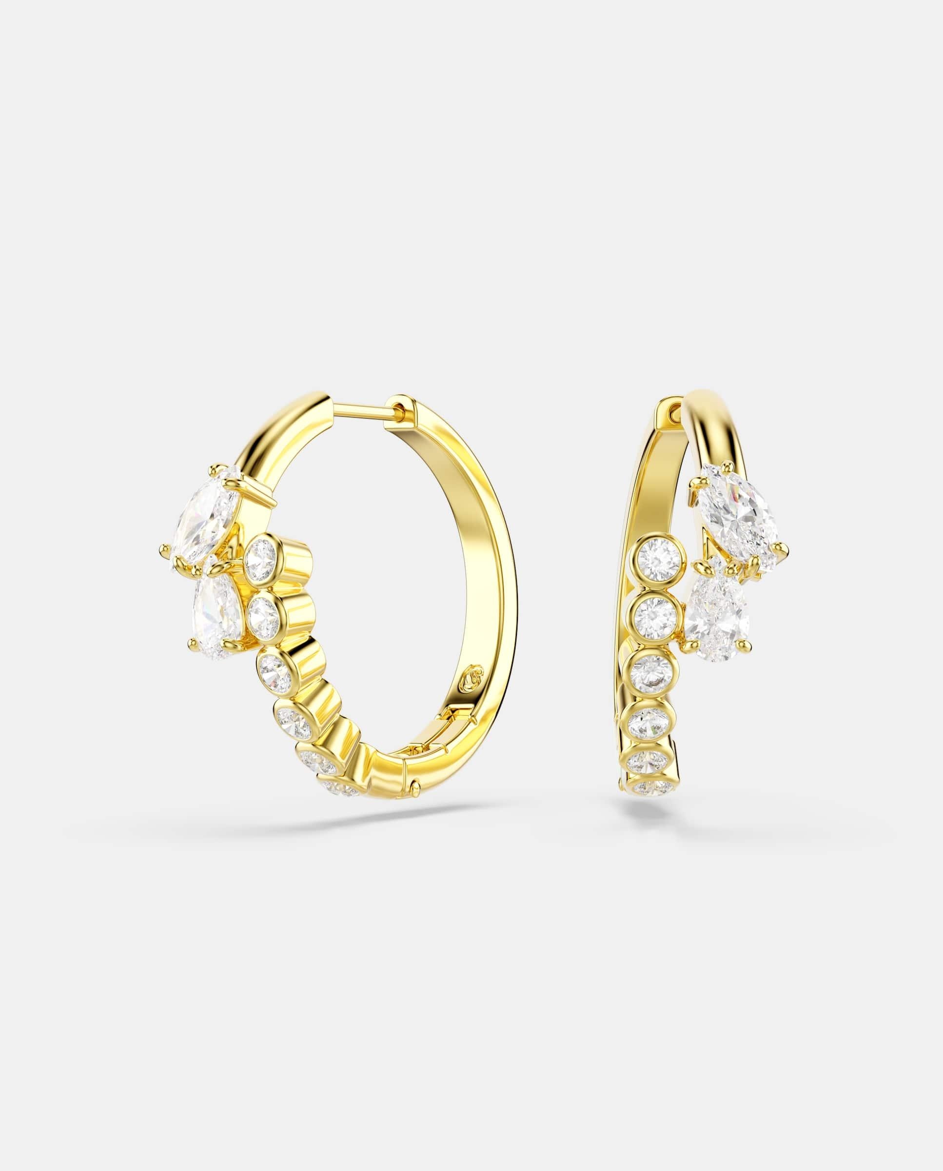 Pendientes de aro mesmera acabado en oro de 18 quilates - Swarovski - Blanco Blanco-1