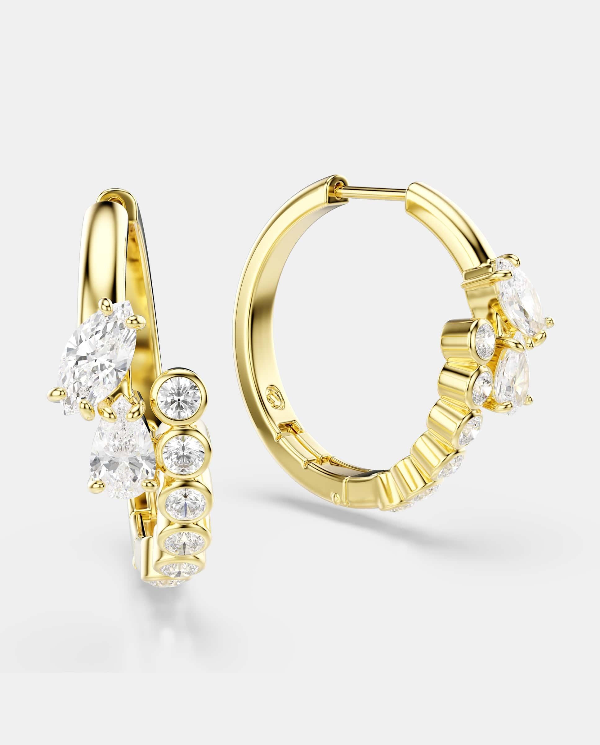 Pendientes de aro mesmera acabado en oro de 18 quilates - Swarovski - Blanco Blanco-3