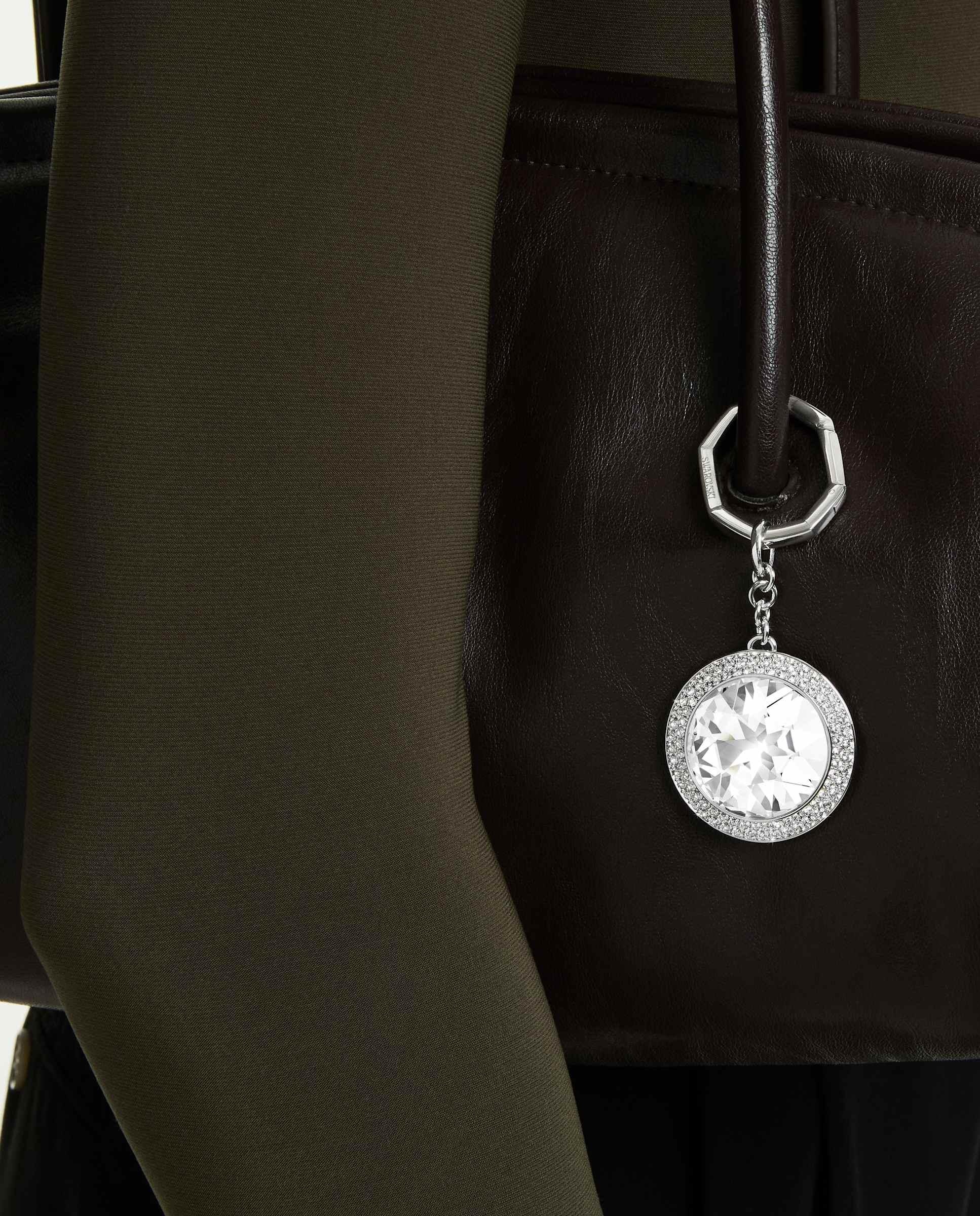 Llavero para bolso con cristal central brillante - Swarovski - Plateado Plateado-2
