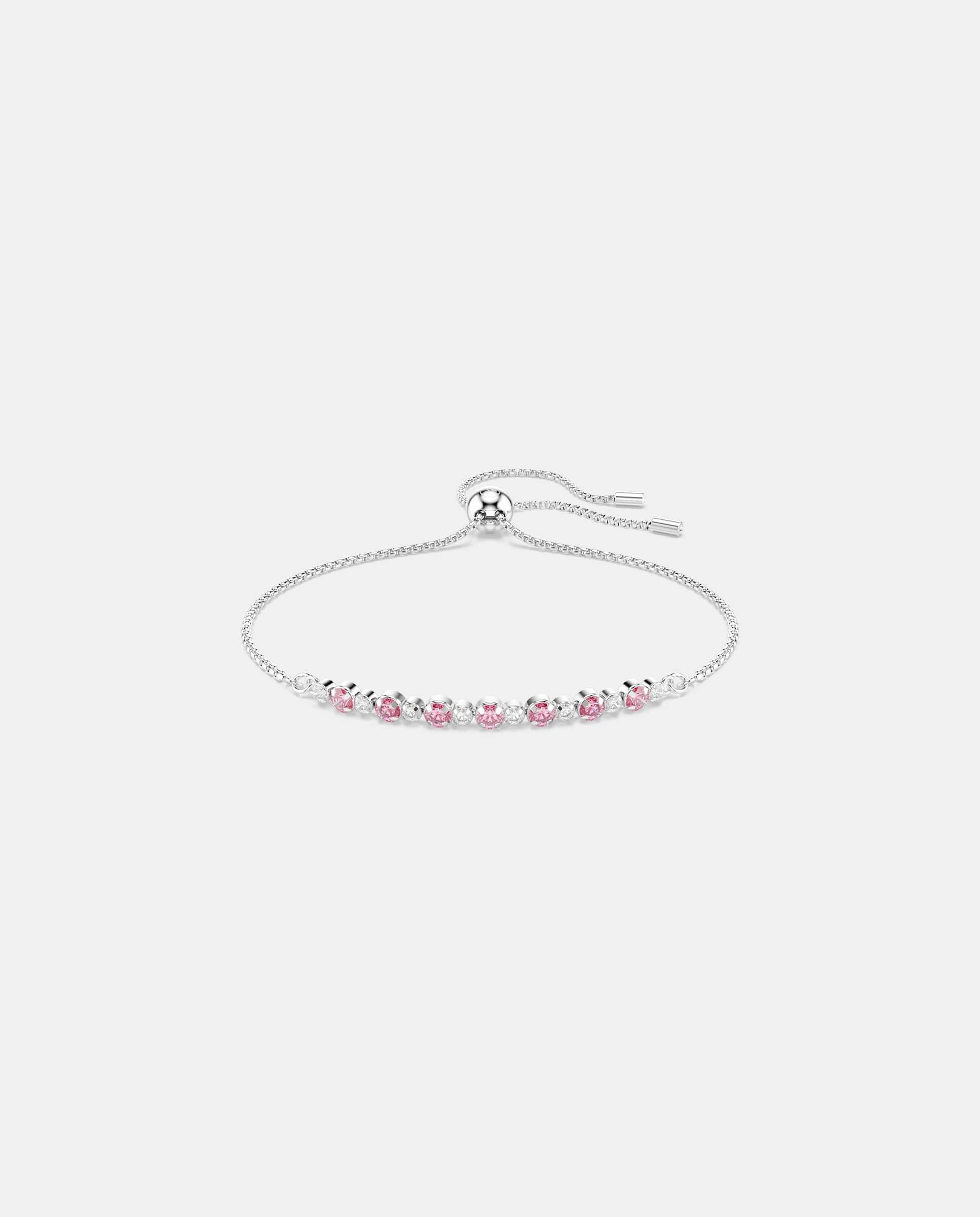 Pulsera matrix con baño de rodio - Swarovski - Rosa Rosa-1