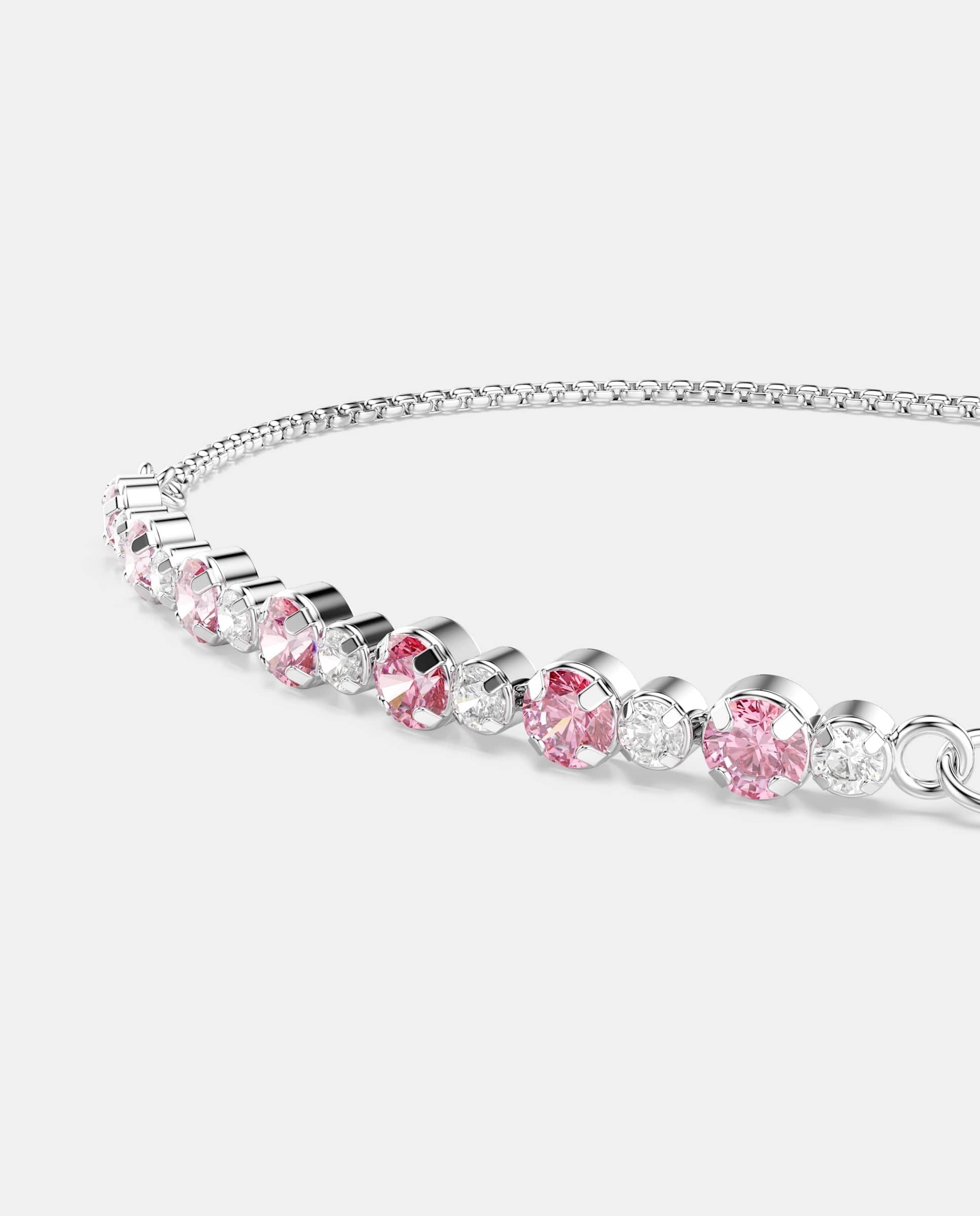 Pulsera matrix con baño de rodio - Swarovski - Rosa Rosa-2
