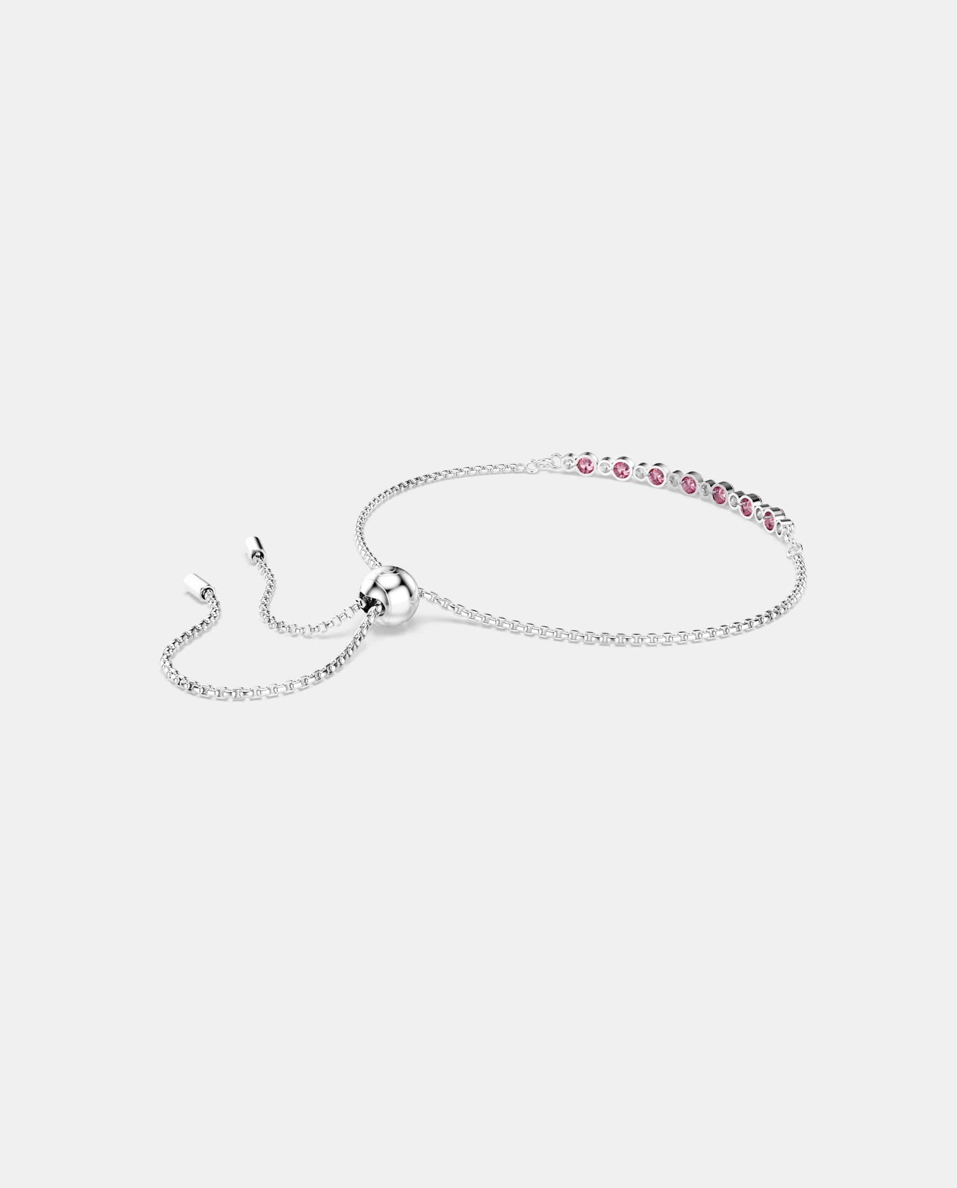 Pulsera matrix con baño de rodio - Swarovski - Rosa Rosa-4