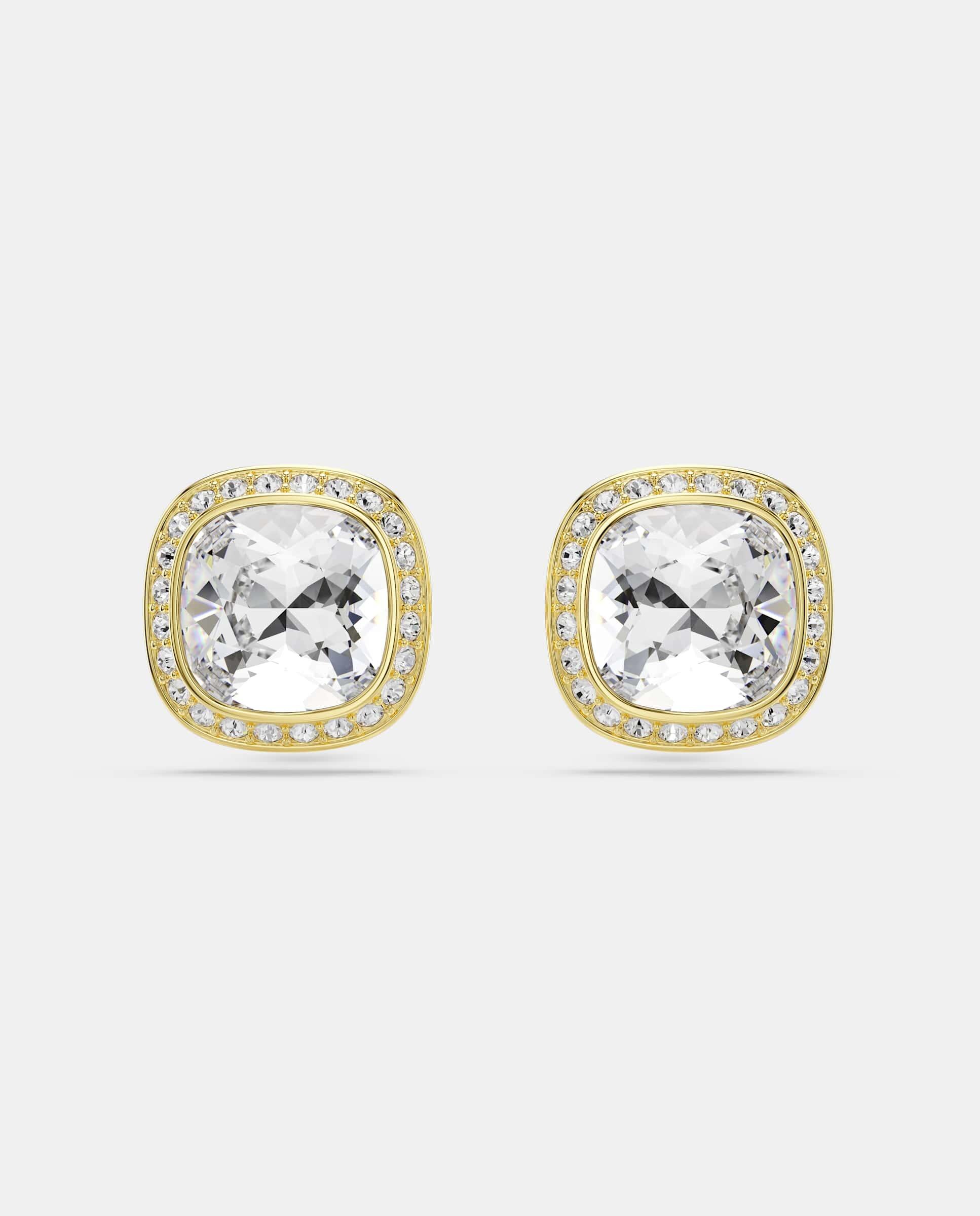 Imagen 0 de Pendientes de botón una angelic, talla cojin, blancos, acabado en oro de 18 quilates Blanco