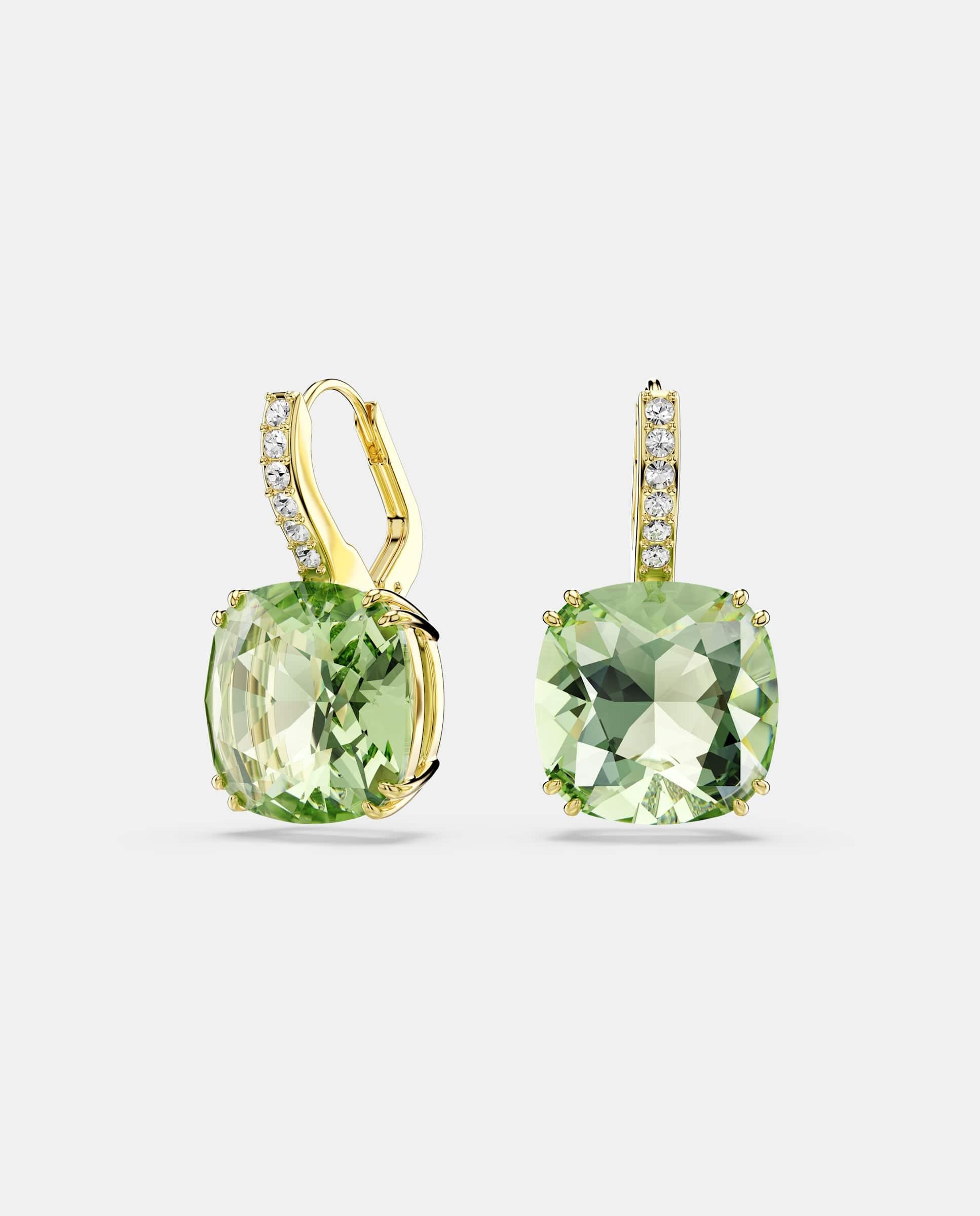 Pendientes millenia con cristal central acolchado acabado en oro de 18 quilates - Swarovski - Verde Verde-1