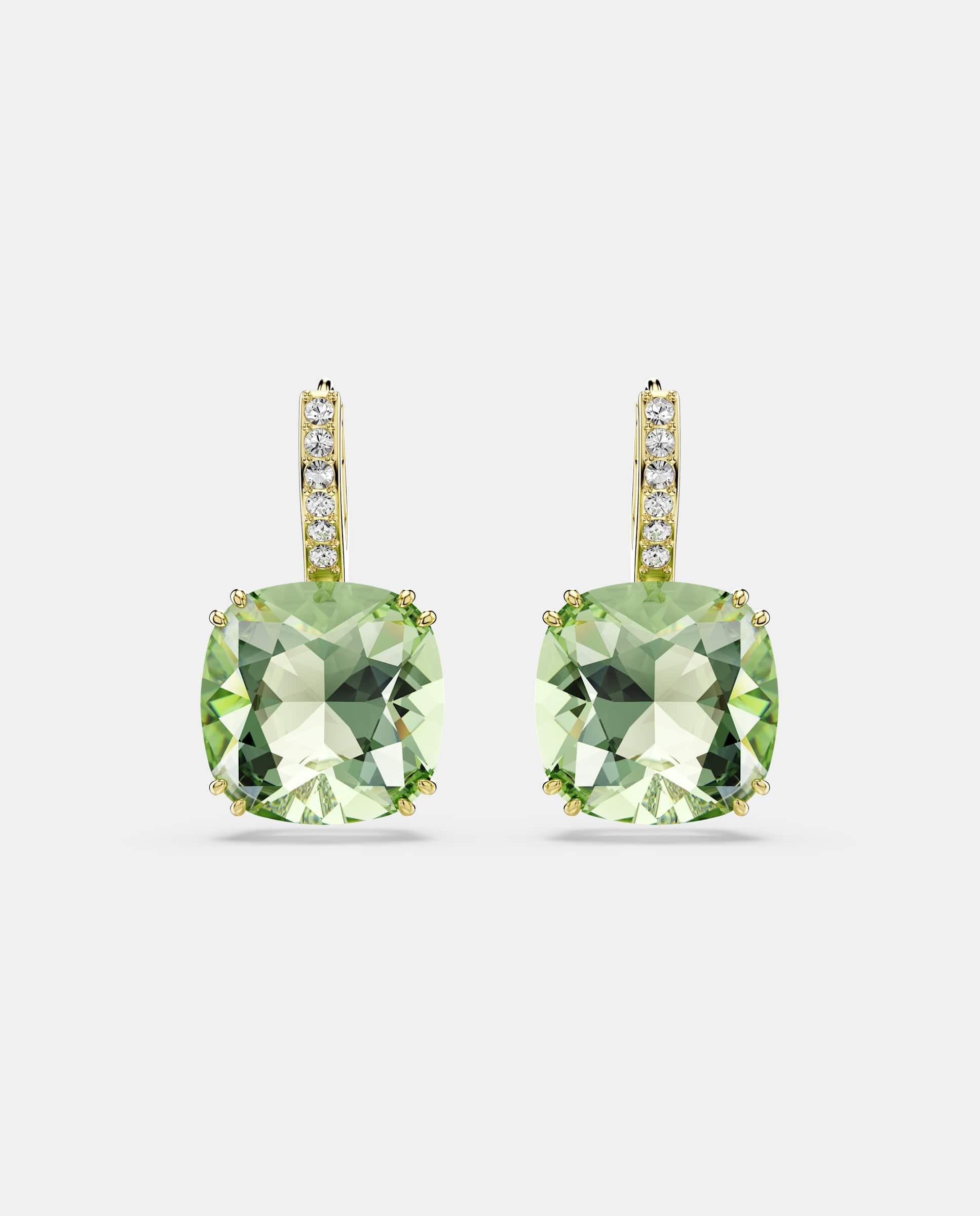 Pendientes millenia con cristal central acolchado acabado en oro de 18 quilates - Swarovski - Verde Verde-2