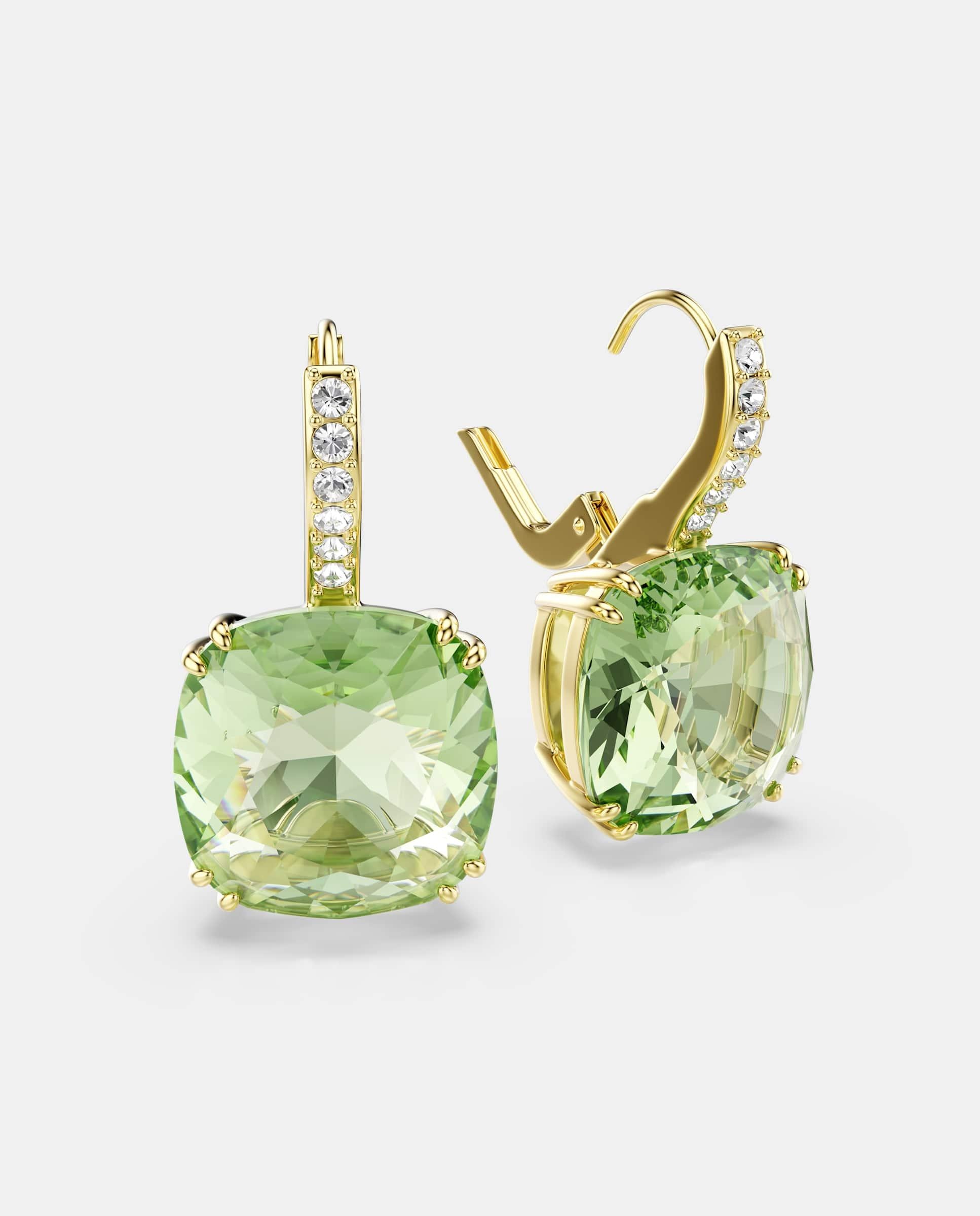 Pendientes millenia con cristal central acolchado acabado en oro de 18 quilates - Swarovski - Verde Verde-3