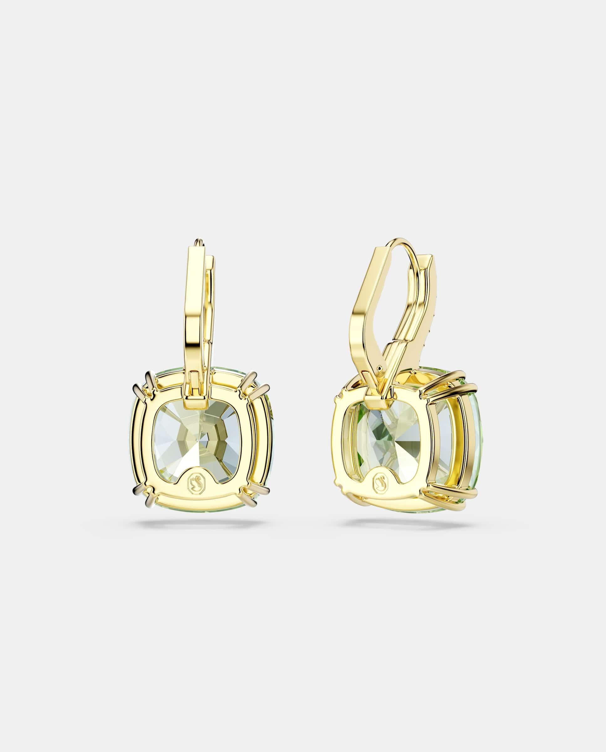 Pendientes millenia con cristal central acolchado acabado en oro de 18 quilates - Swarovski - Verde Verde-4