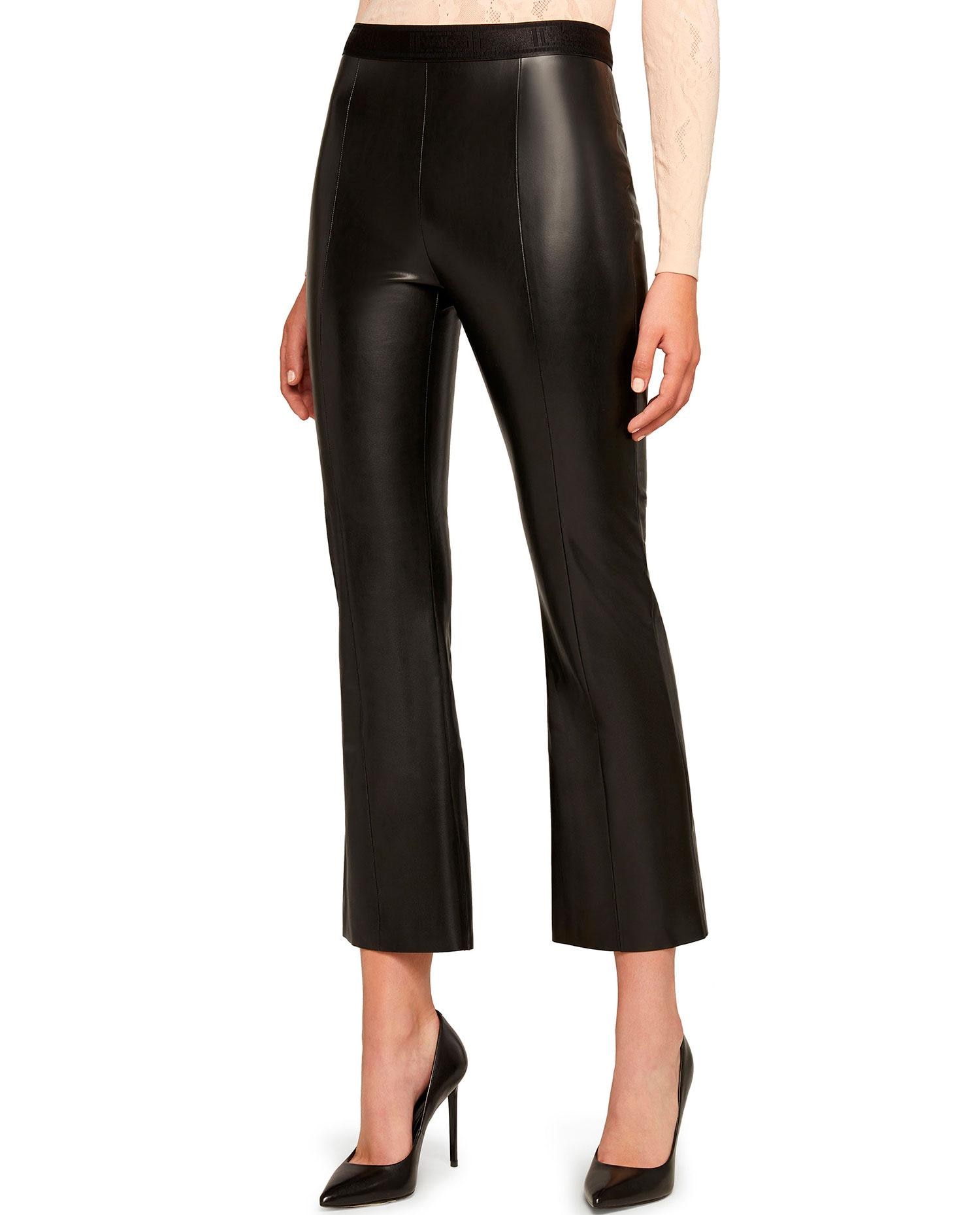 Imagen 1 de Leggins de mujer acampanados de cuero vegano Negro