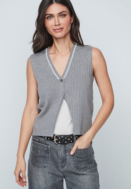 Imagen 0 de Chaleco de punto con escote pico y botones